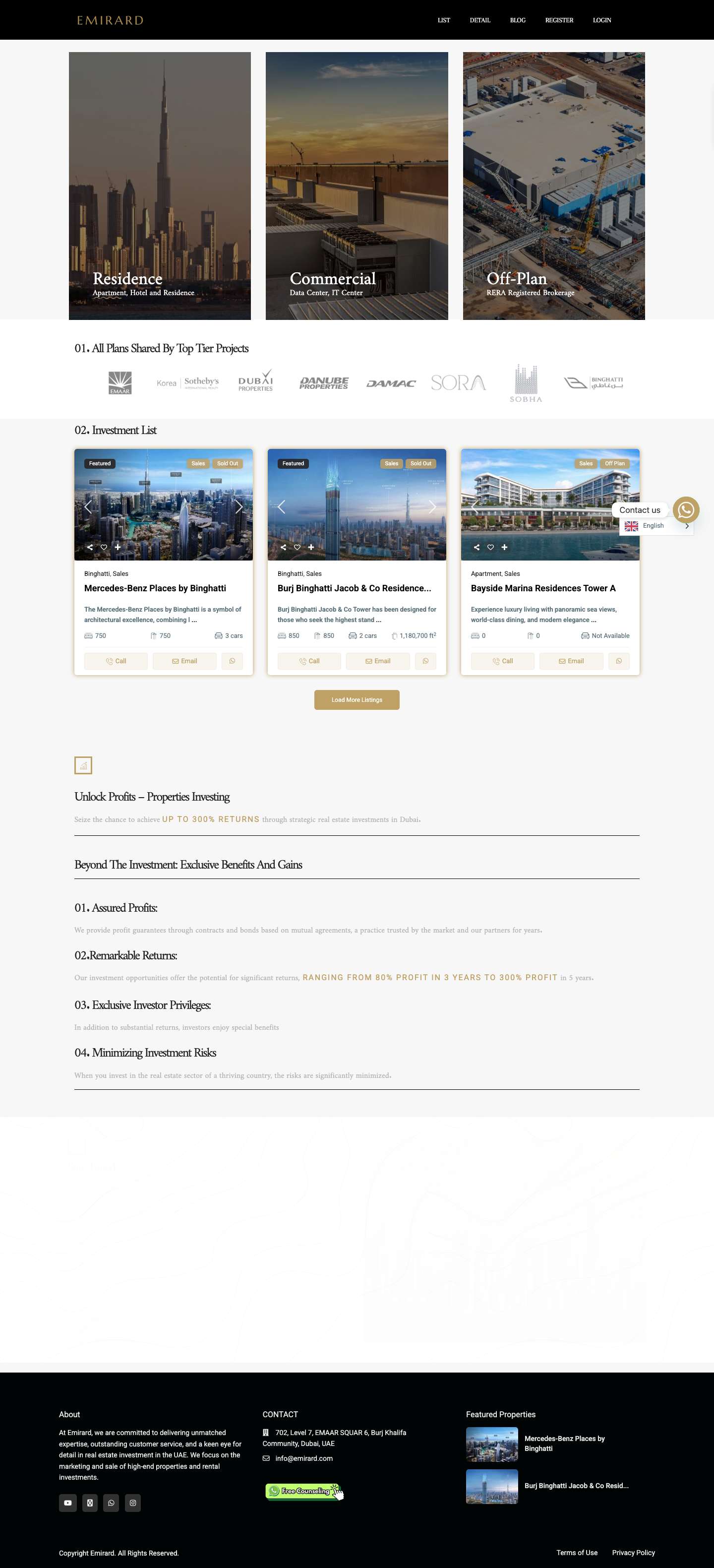 Emirard – UAE’s Leading Real Estate Brokerage Firm - Full Screenshot