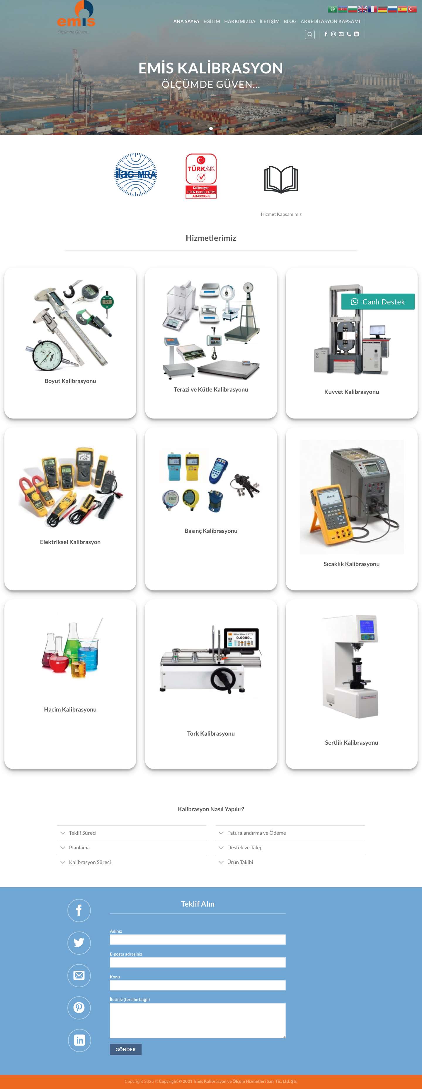 Emis Kalibrasyon ve Ölçüm Hizmetleri - Ölçümde Güven... - Full Screenshot
