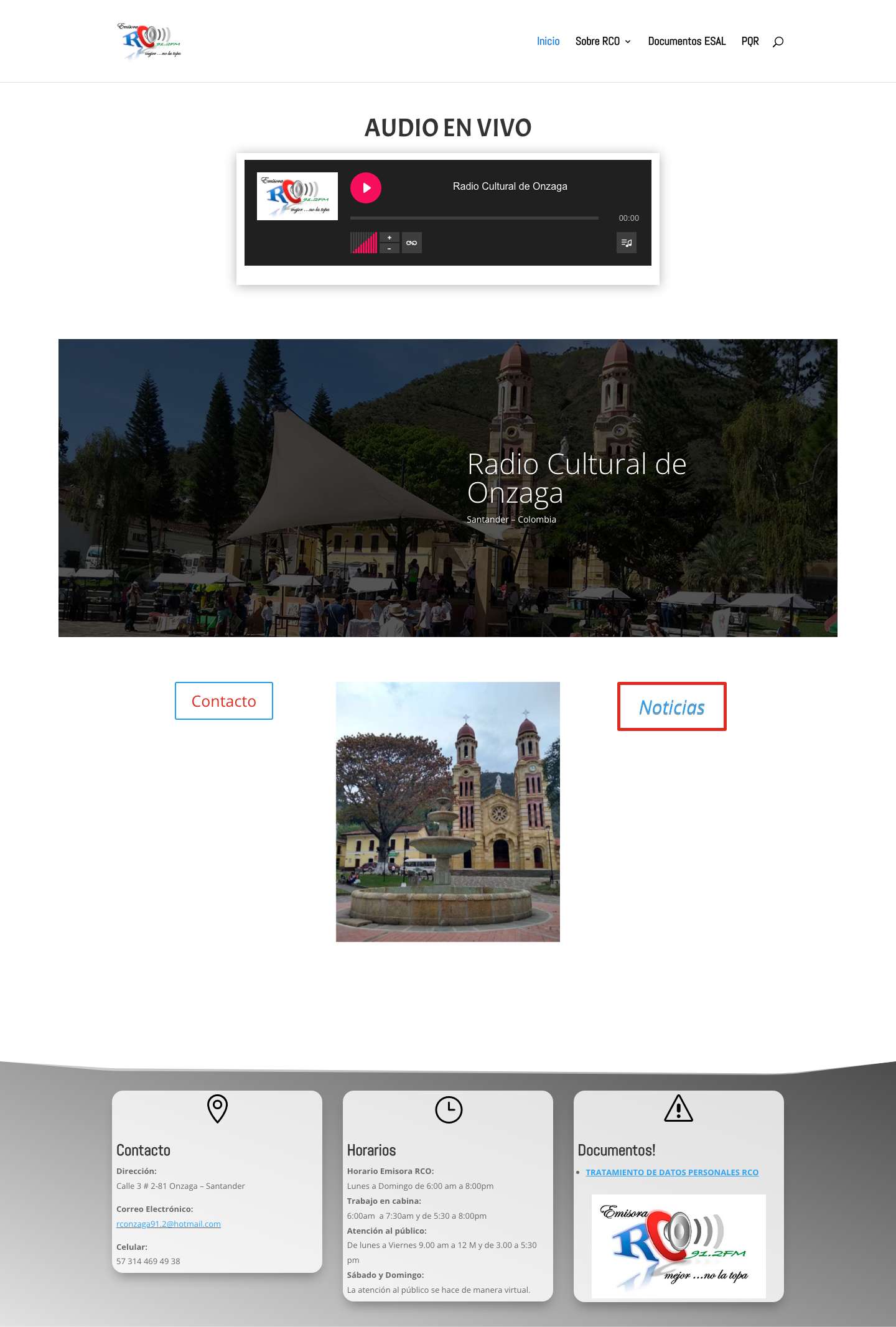 Emisora Radio Cultural de Onzaga | Otro sitio realizado con WordPress - Full Screenshot