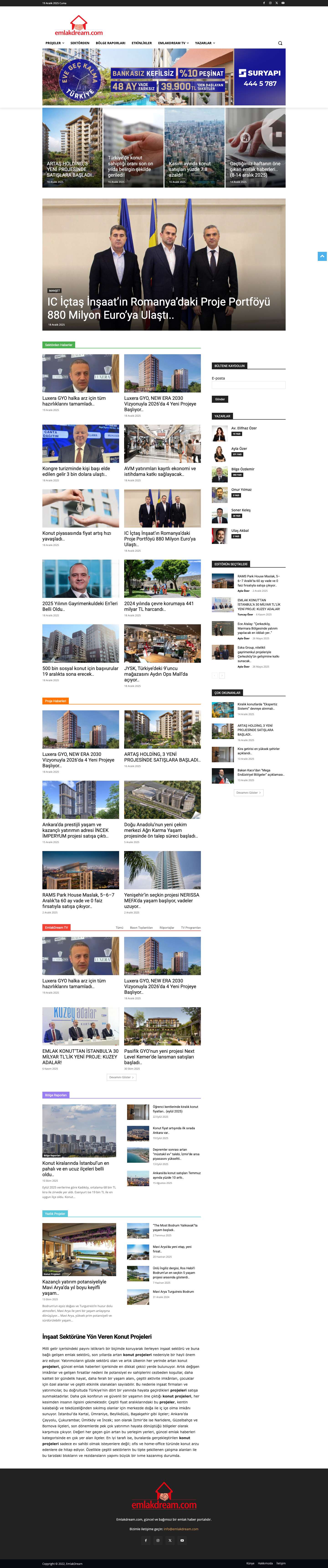 EmlakDream - Güncel Emlak Haberleri ve En Yeni Emlak Konut Projeleri - Full Screenshot