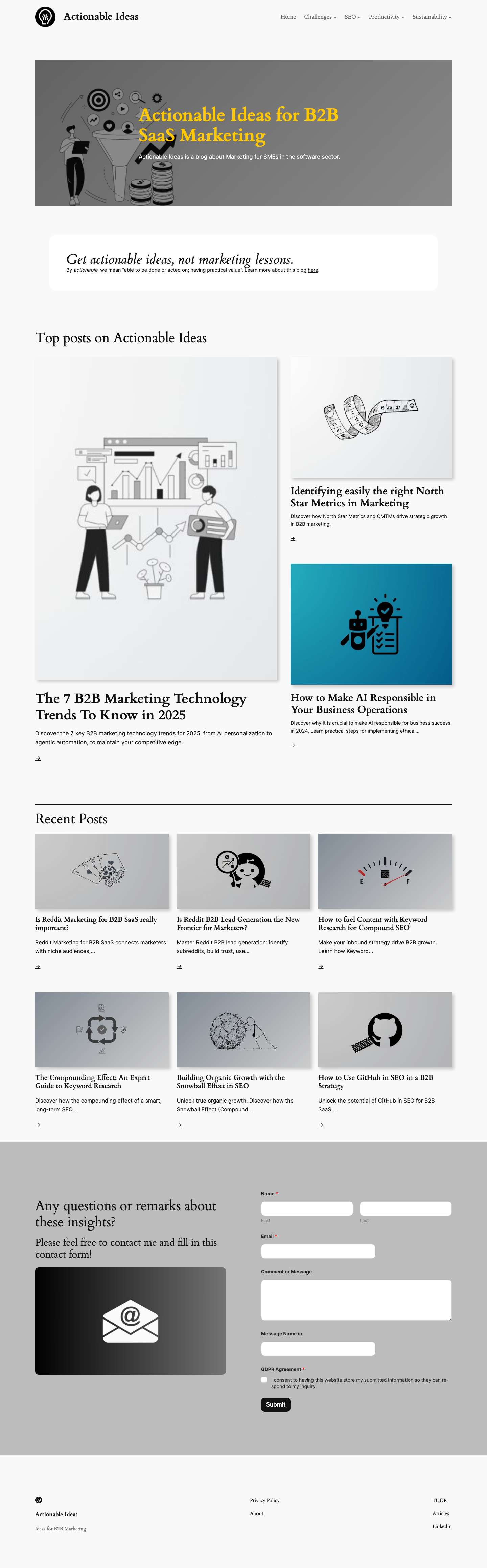 Home - Actionable Ideas for B2B SaaS Marketing - Full Screenshot