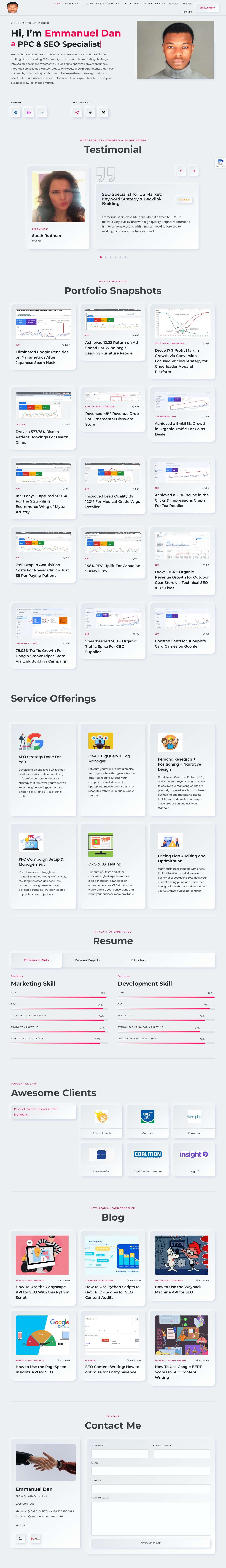 Growth Specialist: SEO + PPC + CRO | Emmanuel Dan-Awoh - Full Screenshot