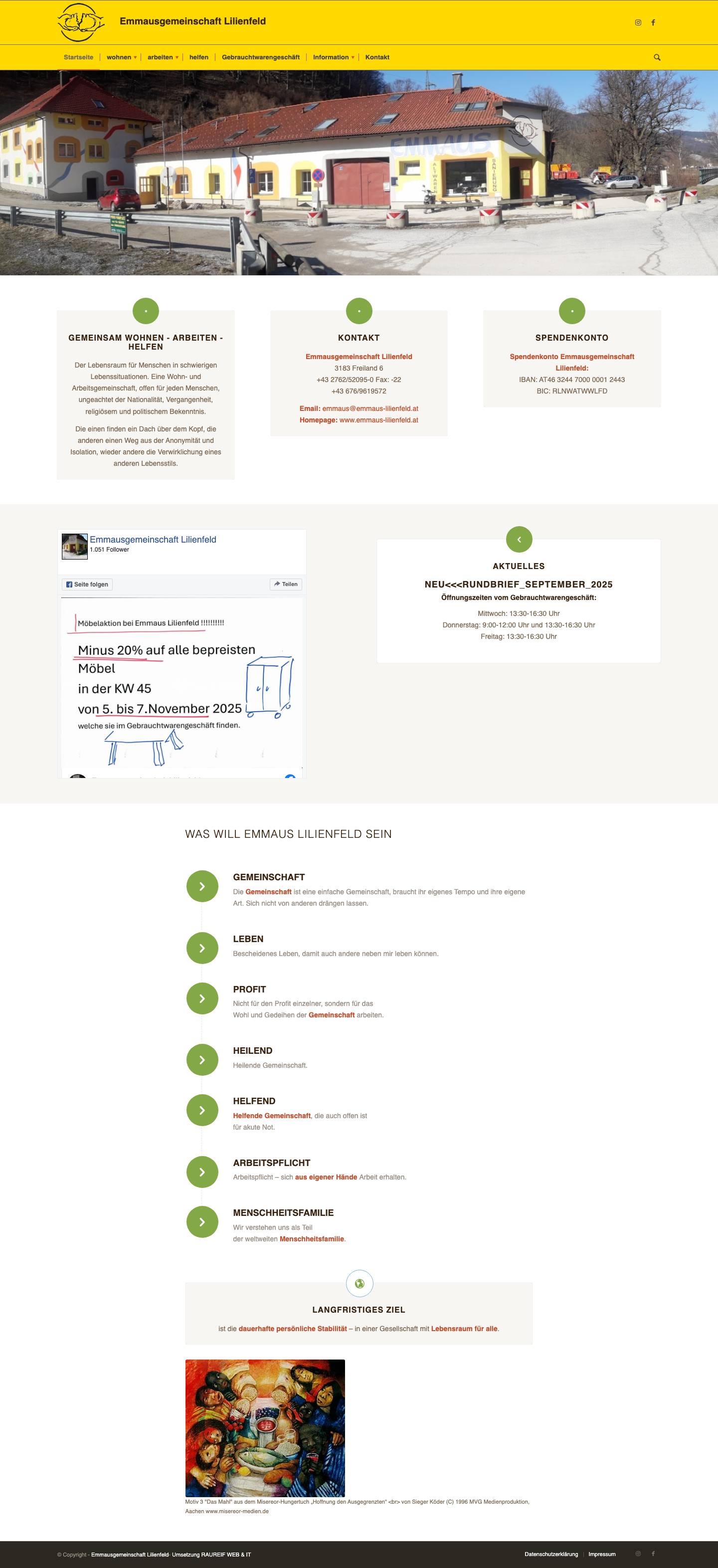 Emmausgemeinschaft Lilienfeld – Arbeit – Wohnung – Hoffnung - Full Screenshot