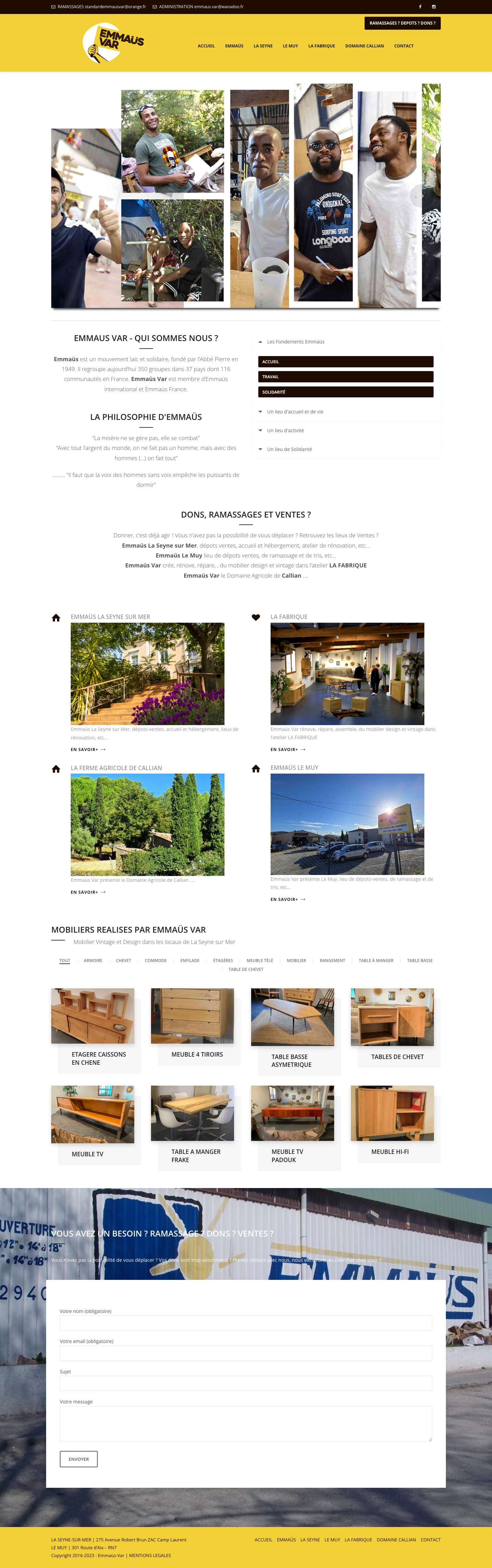 Emmaus Var ramassage, enlèvements et dons - Accueil, Partage et Solidarité - Full Screenshot