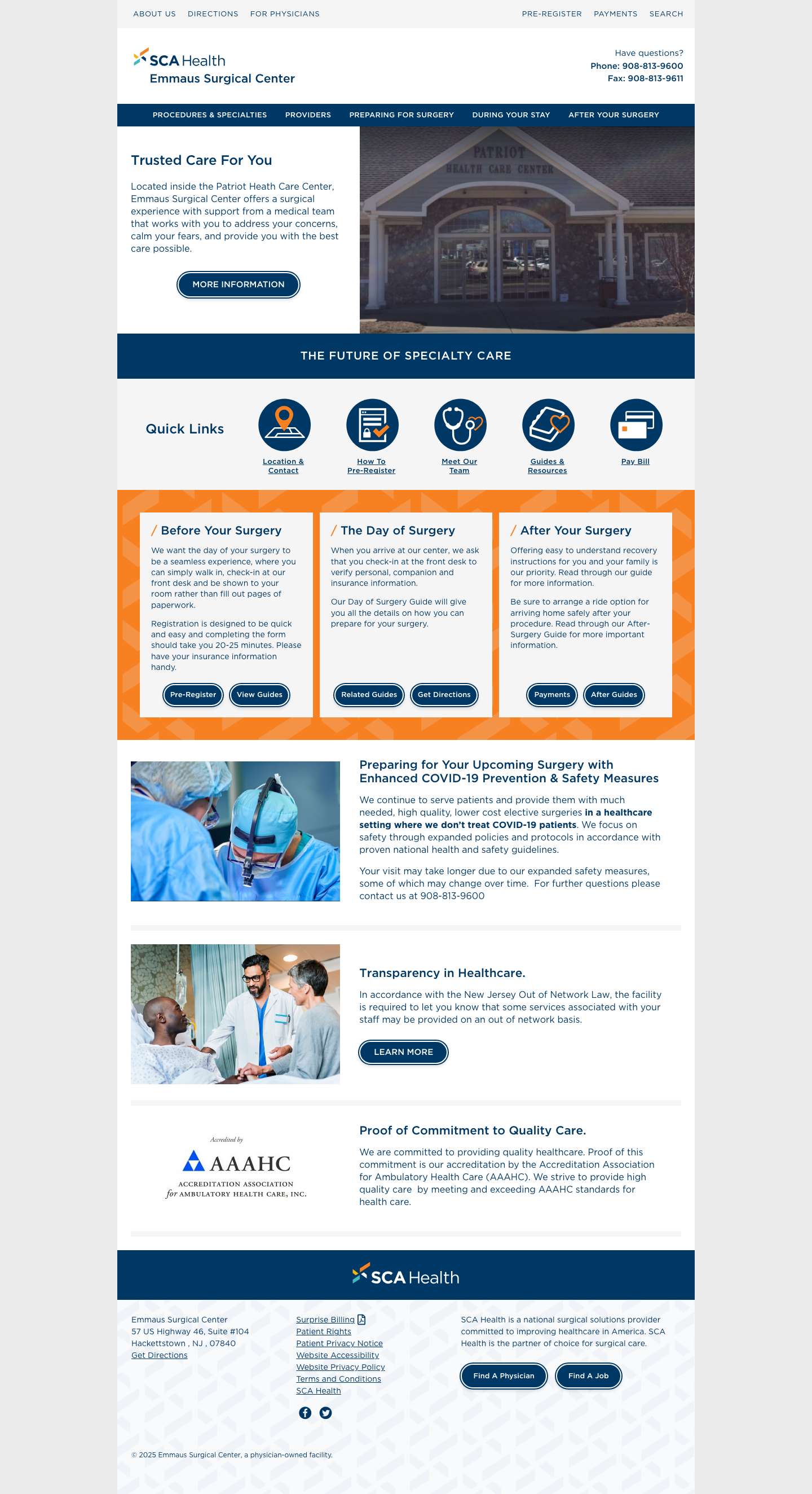 Home - Emmaus Surgical Center - Full Screenshot