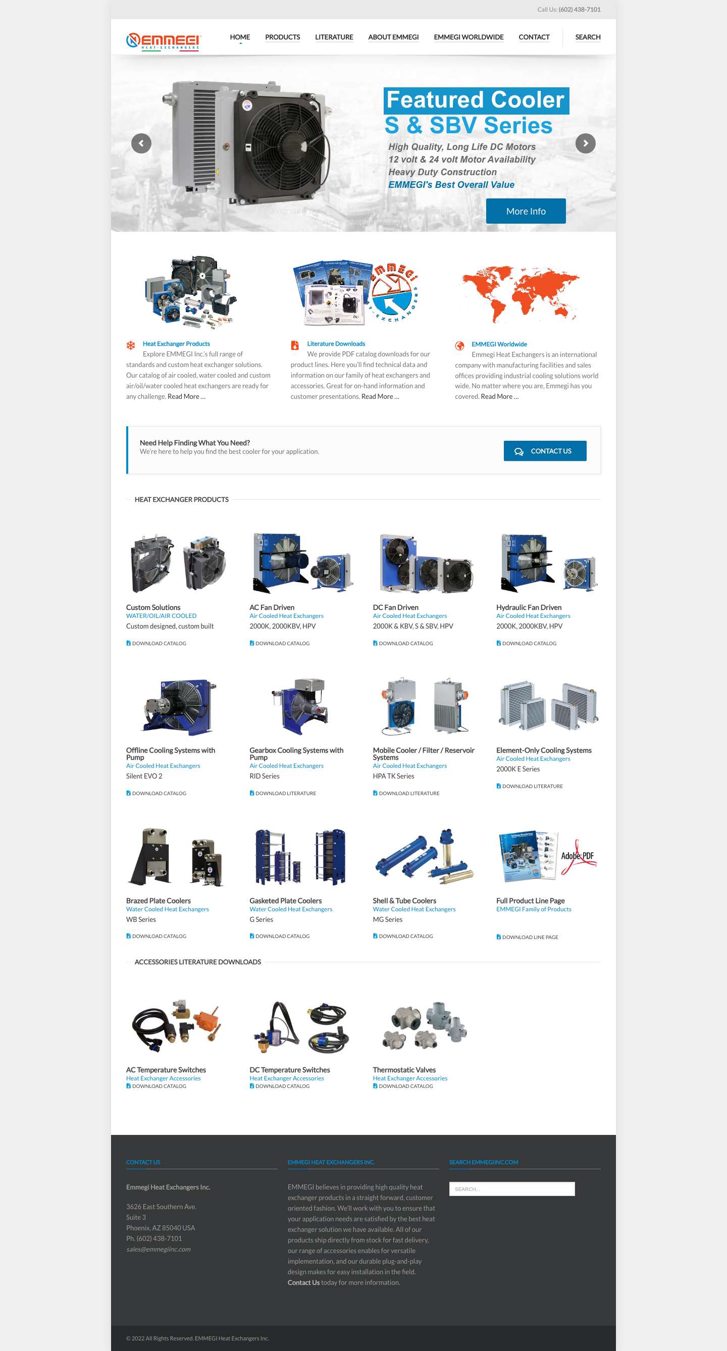 Emmegi Inc. | Water, Oil, & Air Cooled Heat Exchagers - Full Screenshot