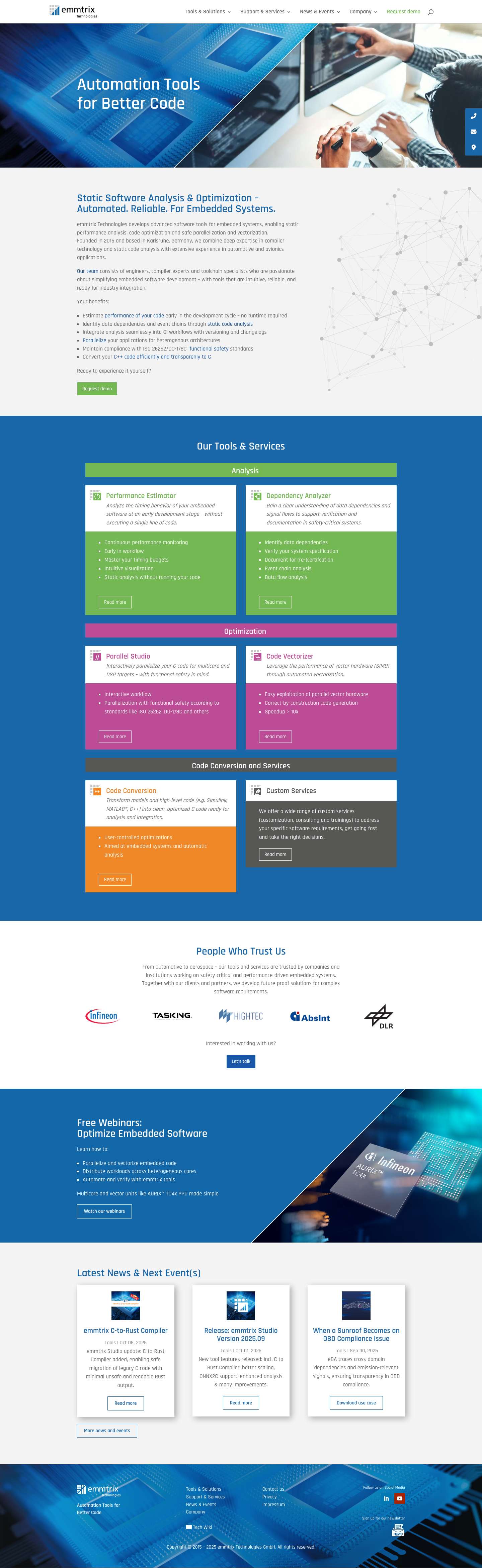 emmtrix Technologies | Automation Tools for Better Code - Full Screenshot