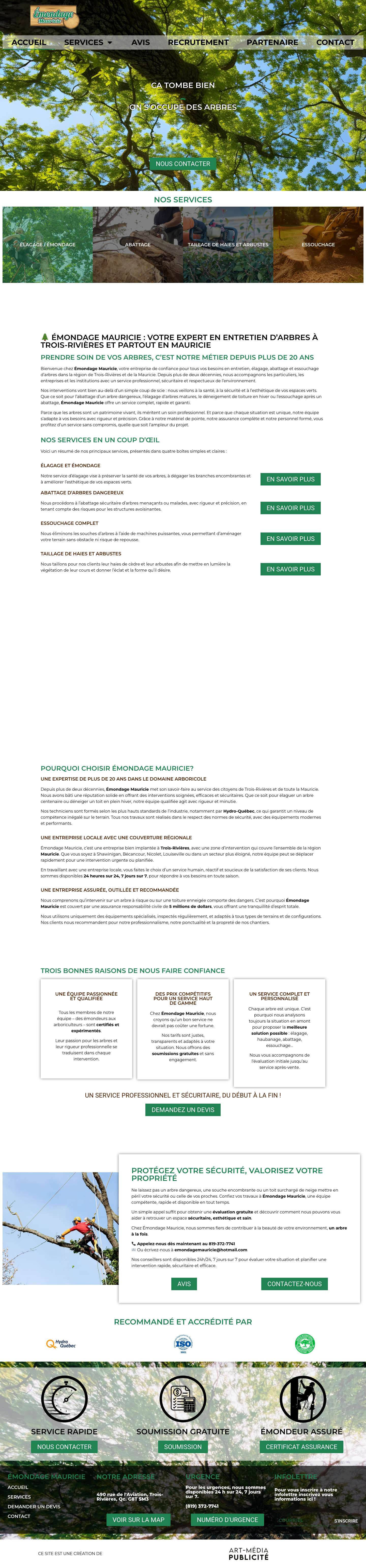 Émondage Mauricie | Experts locaux pour vos arbres - Full Screenshot