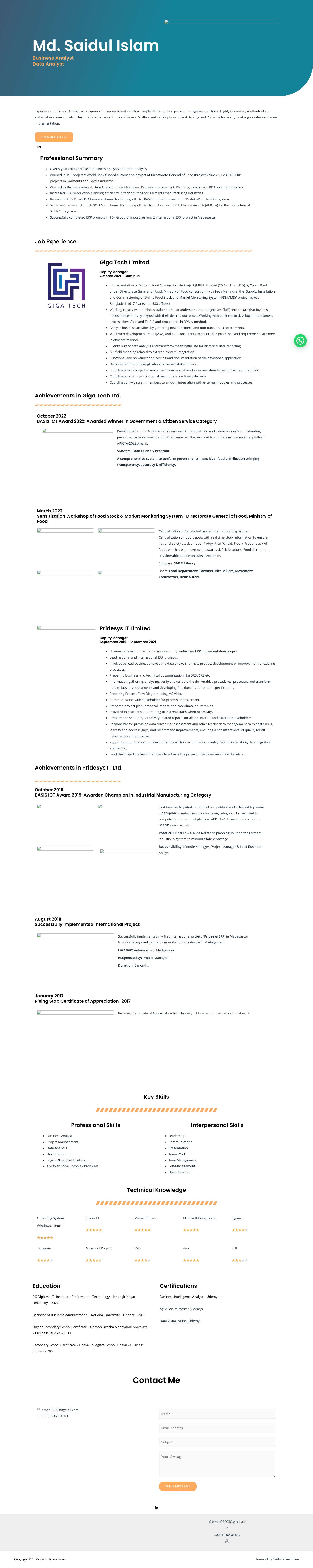 Saidul Islam Emon – My Portfolio - Full Screenshot