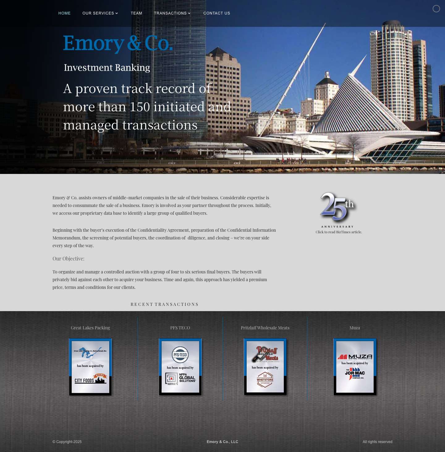 Emory & Co. Investment Banking | Mergers and Acquisitions for Middle Market Companies - Full Screenshot
