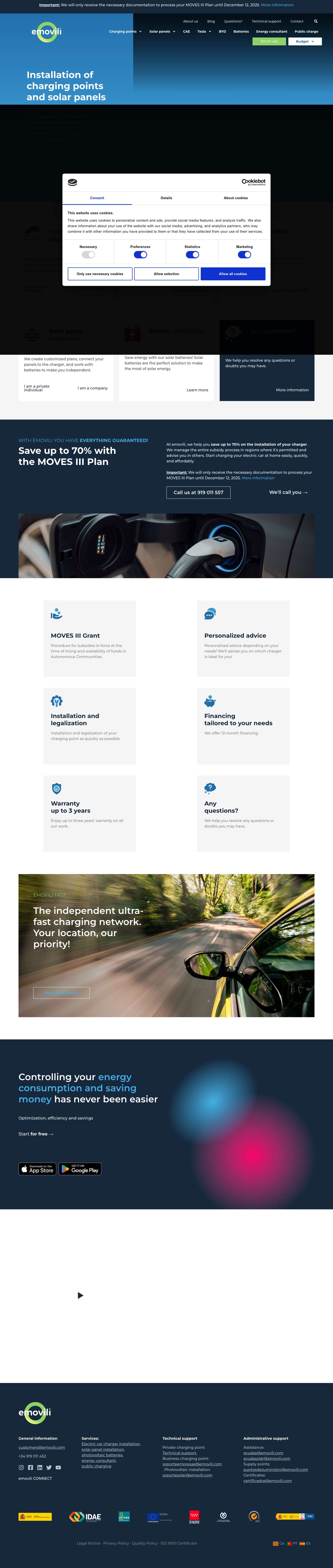 emovili - Instaladores de Puntos de Recarga y Paneles Solares - Full Screenshot