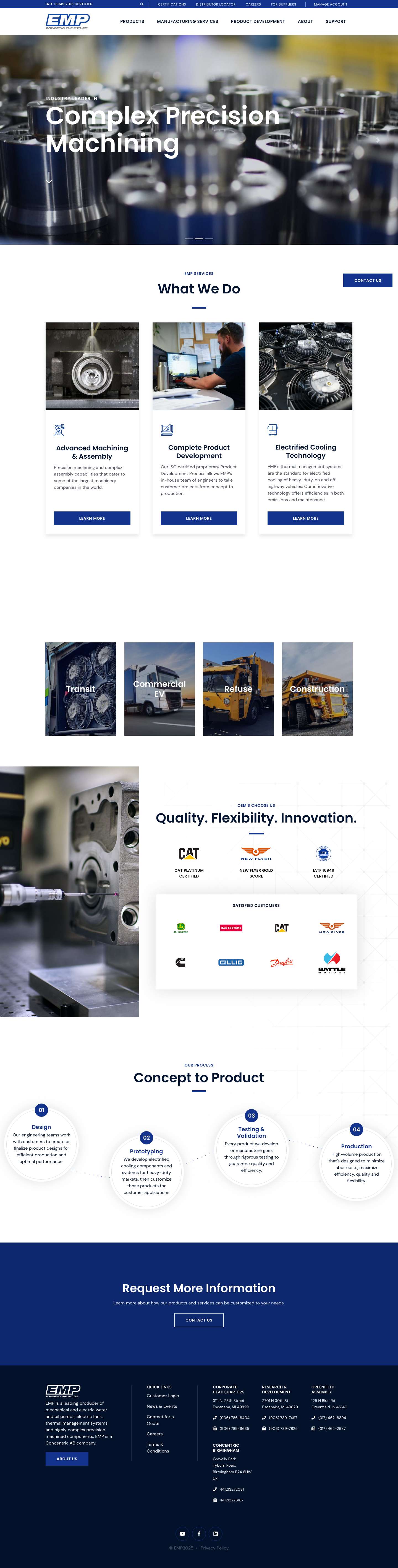 EMP - Thermal Management Solutions | Complex Precision Machining - Full Screenshot