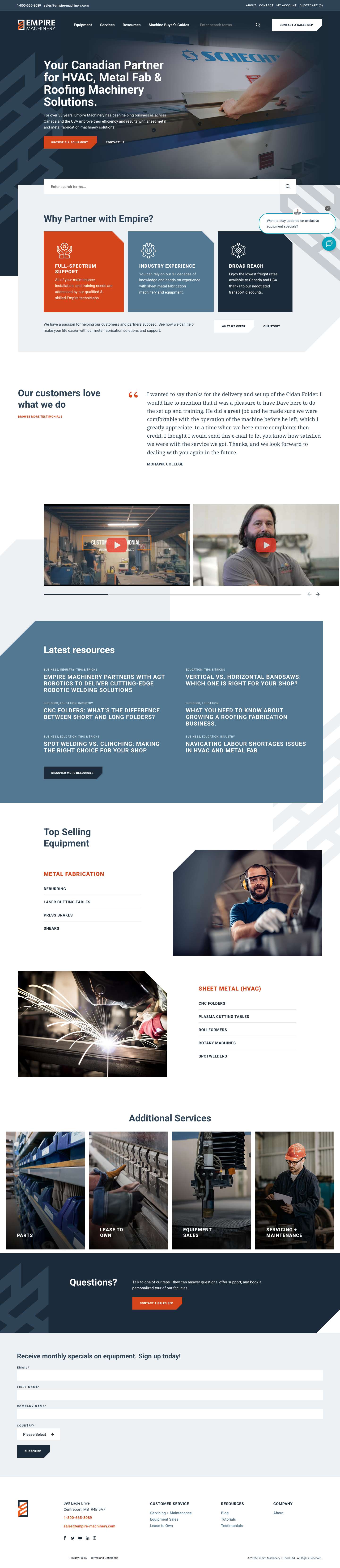 Metal Fabrication Machines | Empire Machinery - Full Screenshot