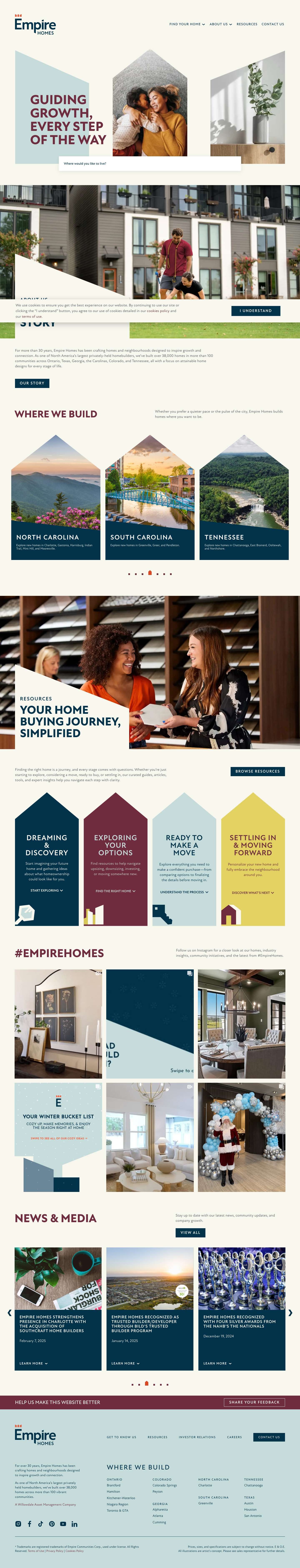 Empire Homes | New Homes and Communities Across North America - Full Screenshot