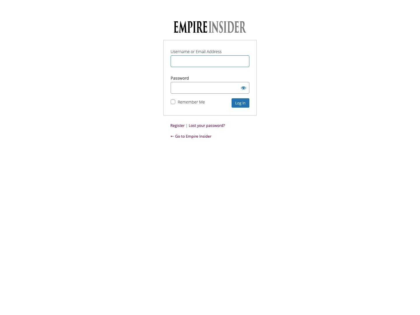 Log In ‹ Empire Insider — WordPress - Full Screenshot