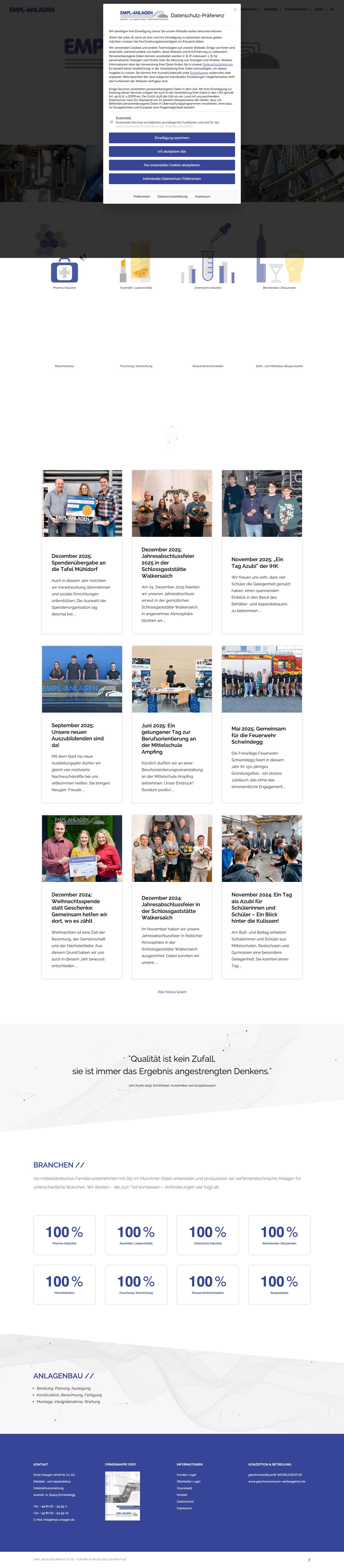 Empl Anlagen GmbH & Co. KG - Behälter- und Apparatebau - Full Screenshot