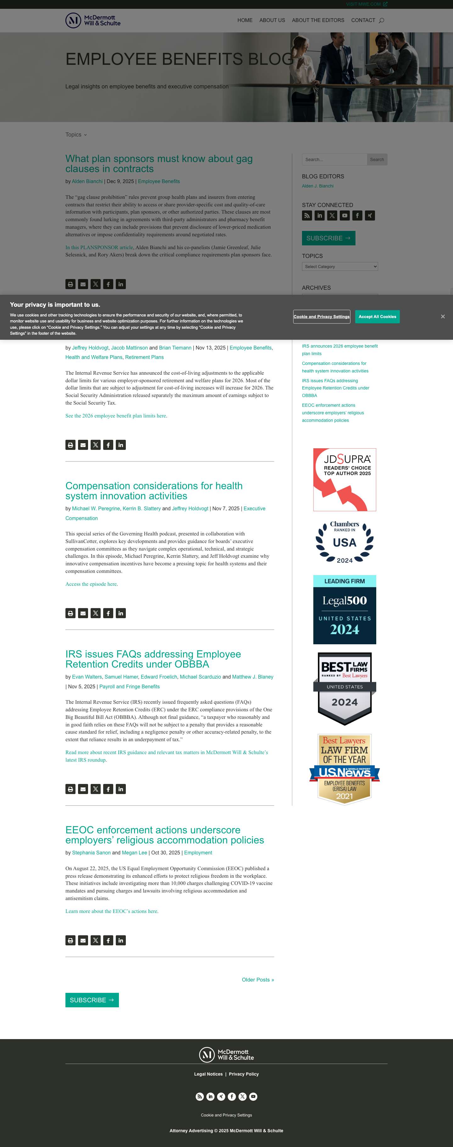 EMPLOYEE BENEFITS BLOG | Legal insights on employee benefits and executive compensation - Full Screenshot