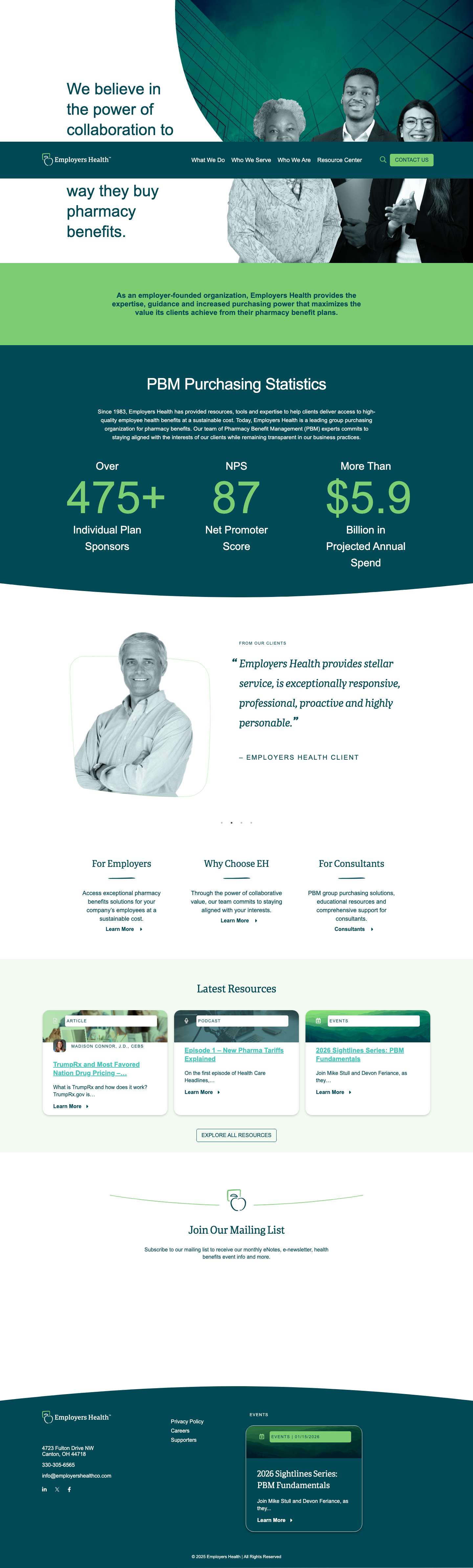 Employers Health | Home - Full Screenshot