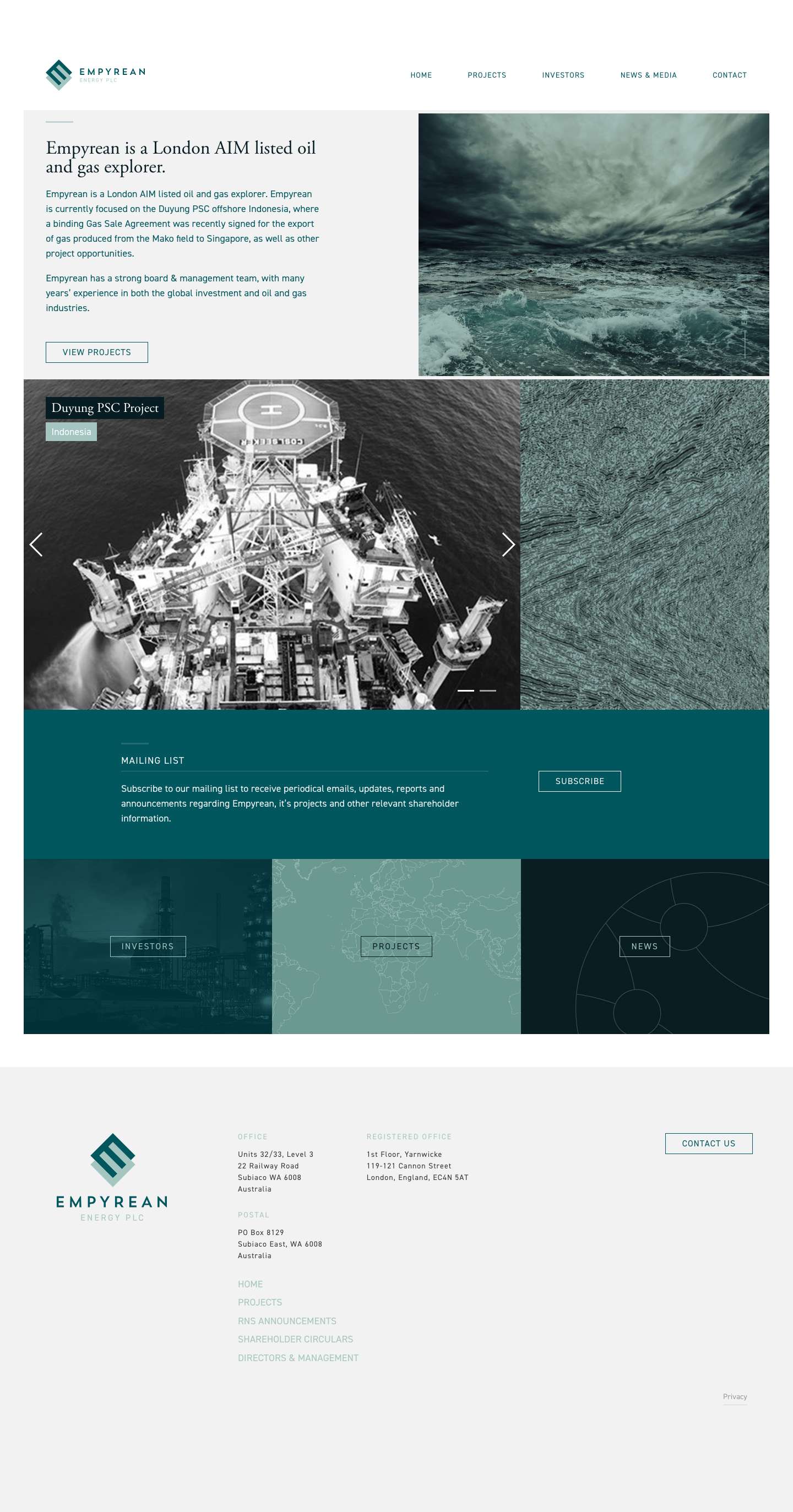 Oil and Gas Exploration and Production - Empyrean Energy PLC - Full Screenshot