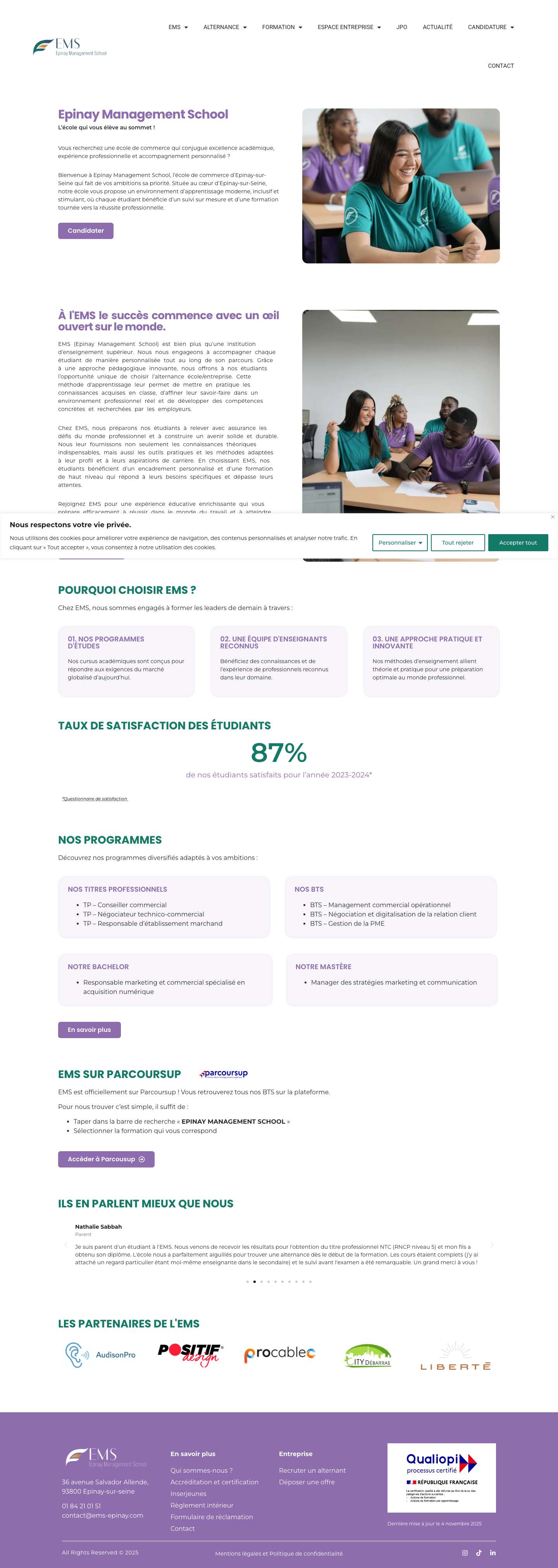 École de commerce | EMS School - Full Screenshot