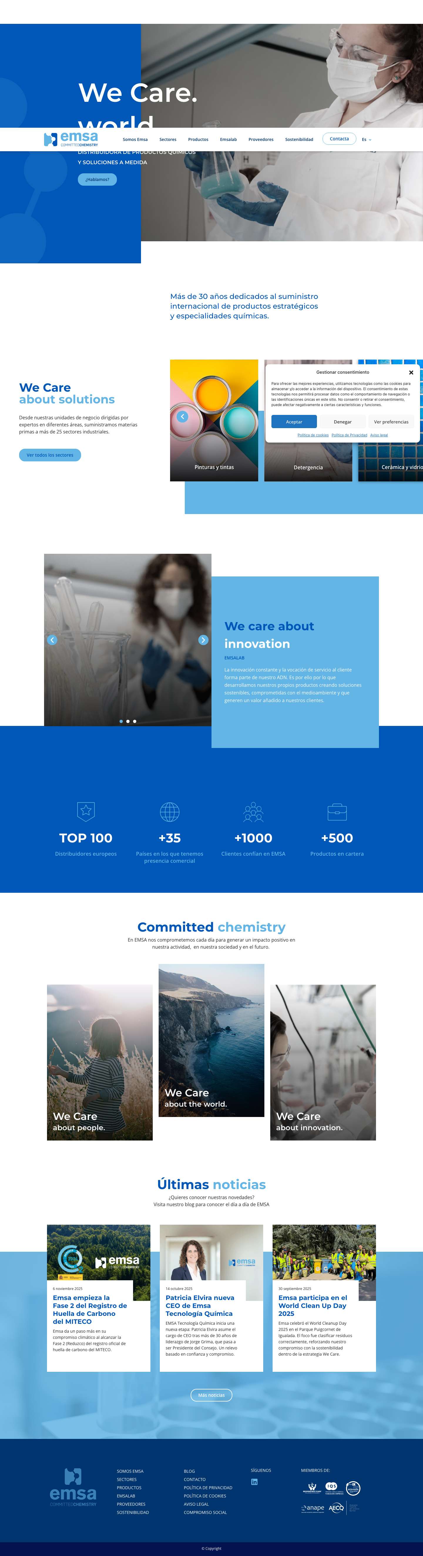Distribuidora de productos químicos - Emsa Tecnología Química - Full Screenshot