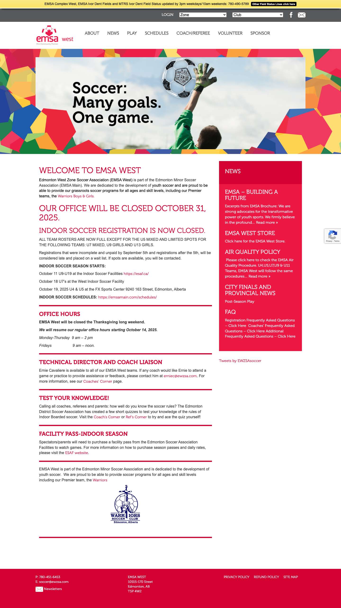 Edmonton Minor Soccer | EMSA WestEdmonton Minor Soccer | EMSA West - Full Screenshot