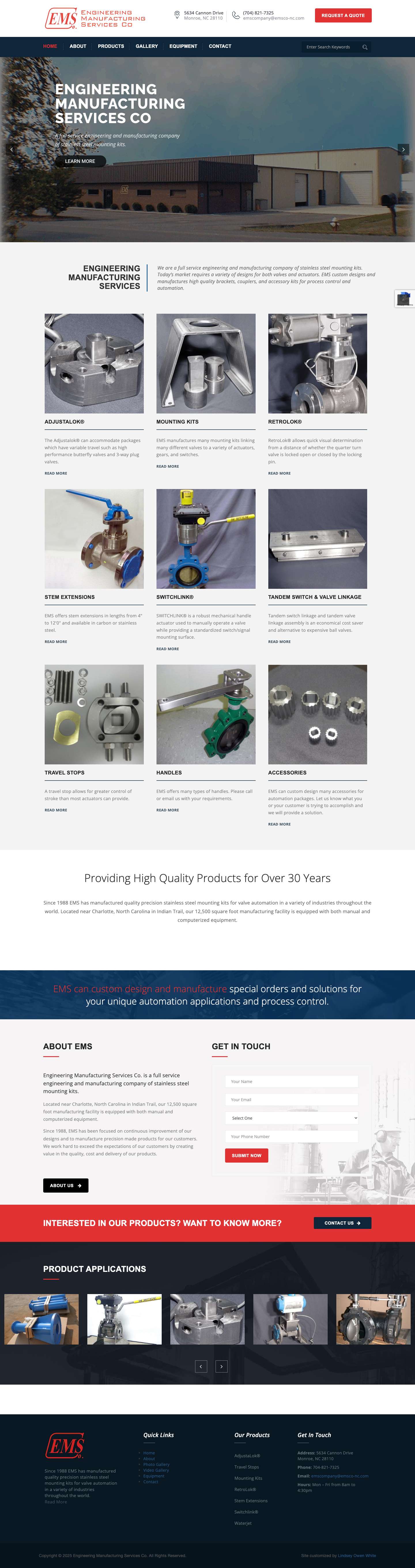 Engineering Manufacturing Services Co. | Charlotte, Indian Trail, Monroe, Matthews, North Carolina - Full Screenshot