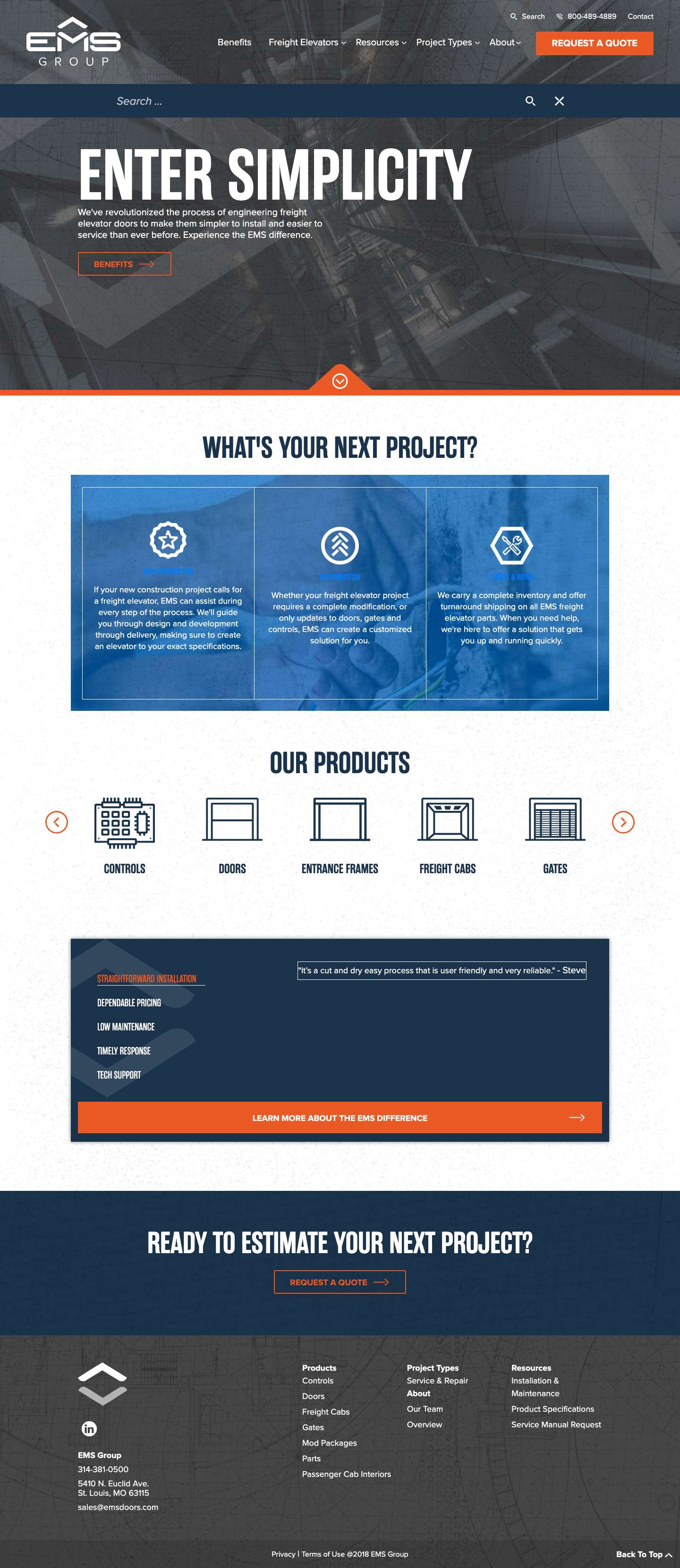 Home - EMS Doors - Full Screenshot