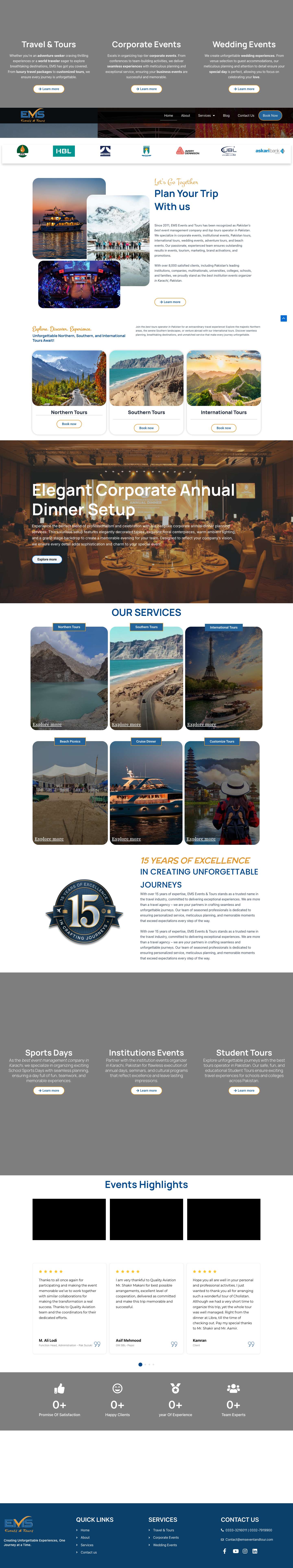 EMS Events and Tours | Corporate Event Management Company in Karachi - Full Screenshot