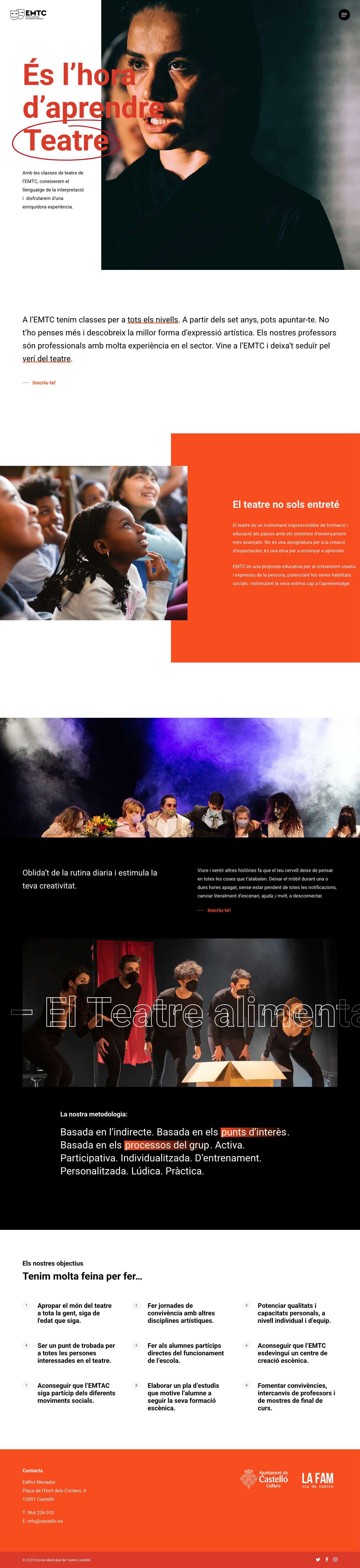 Inici - Escola Municipal de Teatre Castelló - Full Screenshot