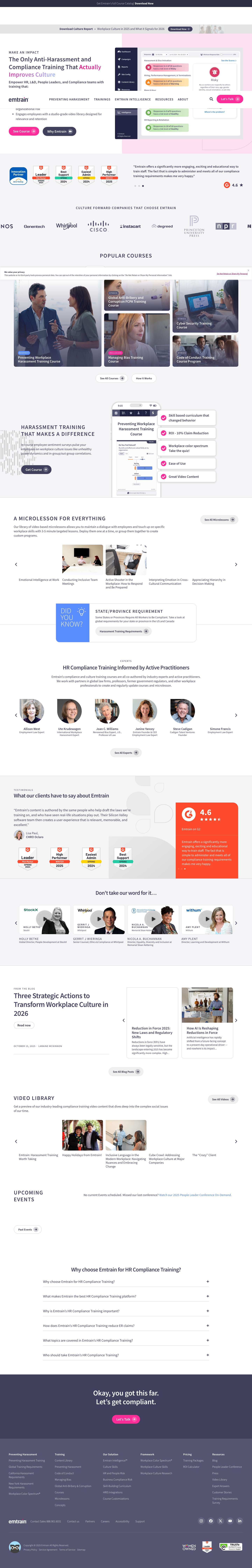 HR Compliance Training with Advanced Risk Intelligence | Emtrain - Full Screenshot