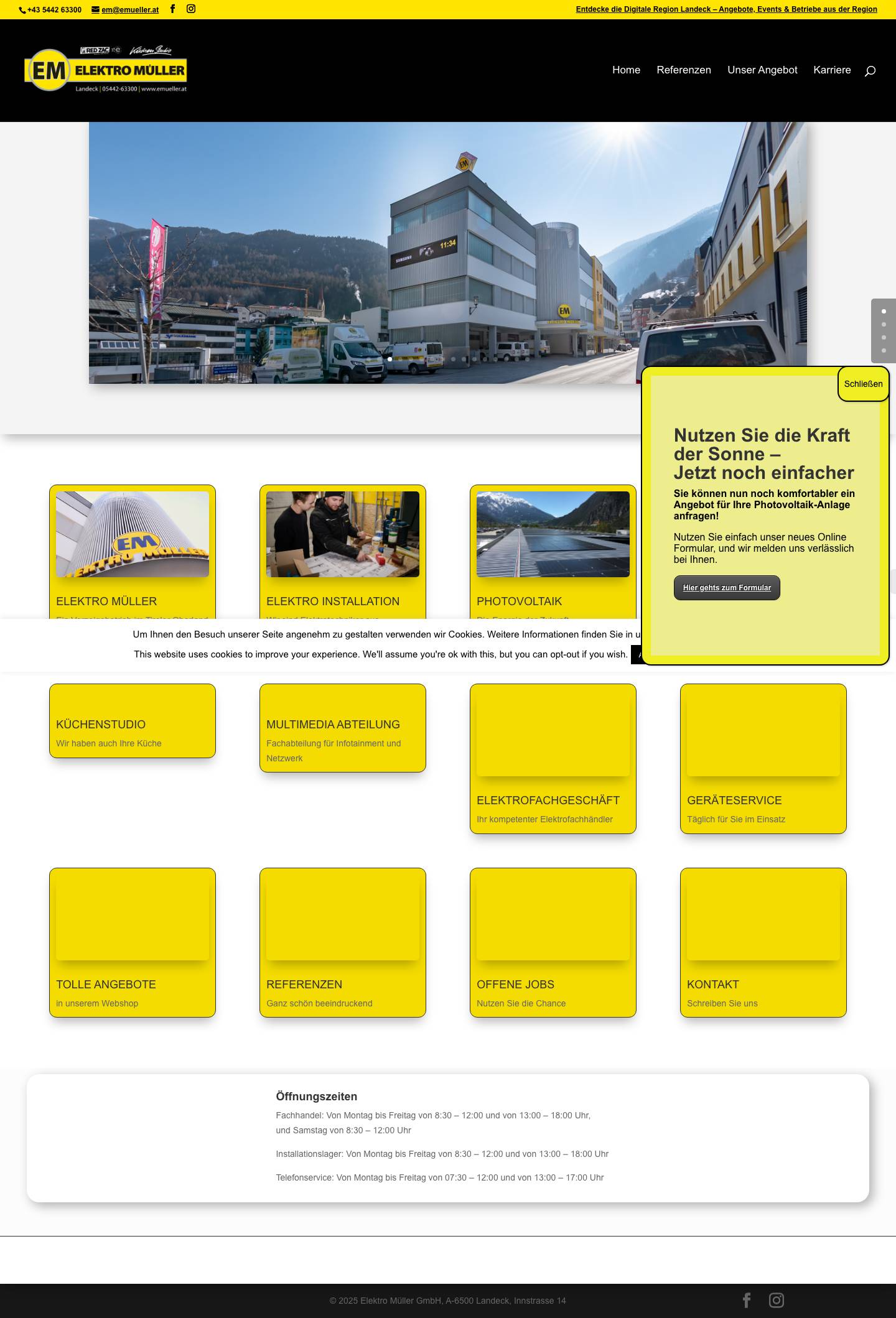 Elektro Müller Landeck | Installation Radio+Fernsehen Photovoltaik - Full Screenshot