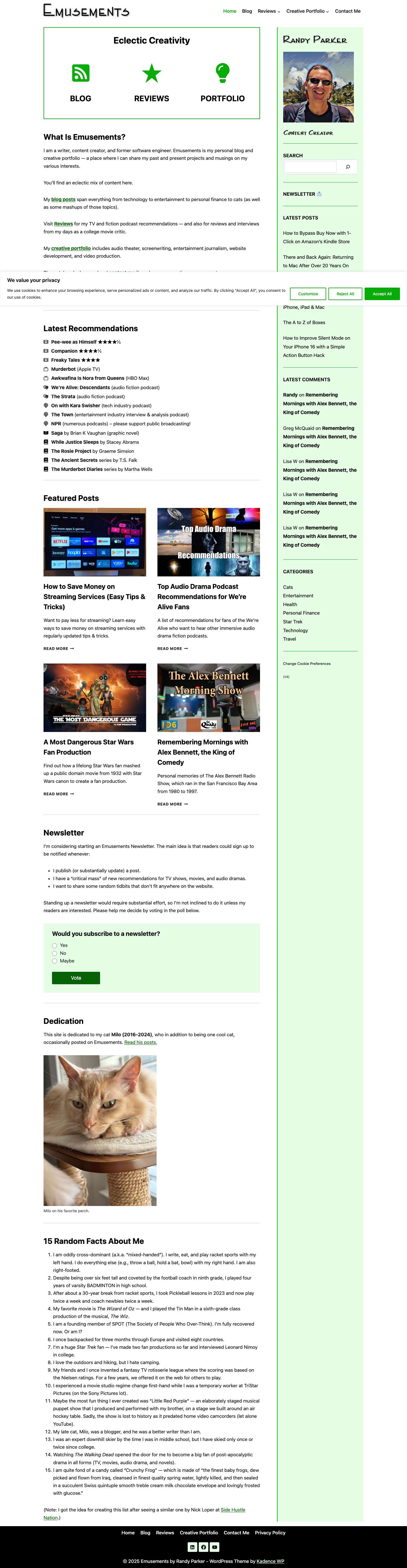 Blog, Creative Portfolio & Resume - Randy Parker @ EmusementsExpandExpandToggle MenuContinueContinueContinueContinueLinkedinFacebookYouTubeScroll to topScroll to topExpandExpand - Full Screenshot