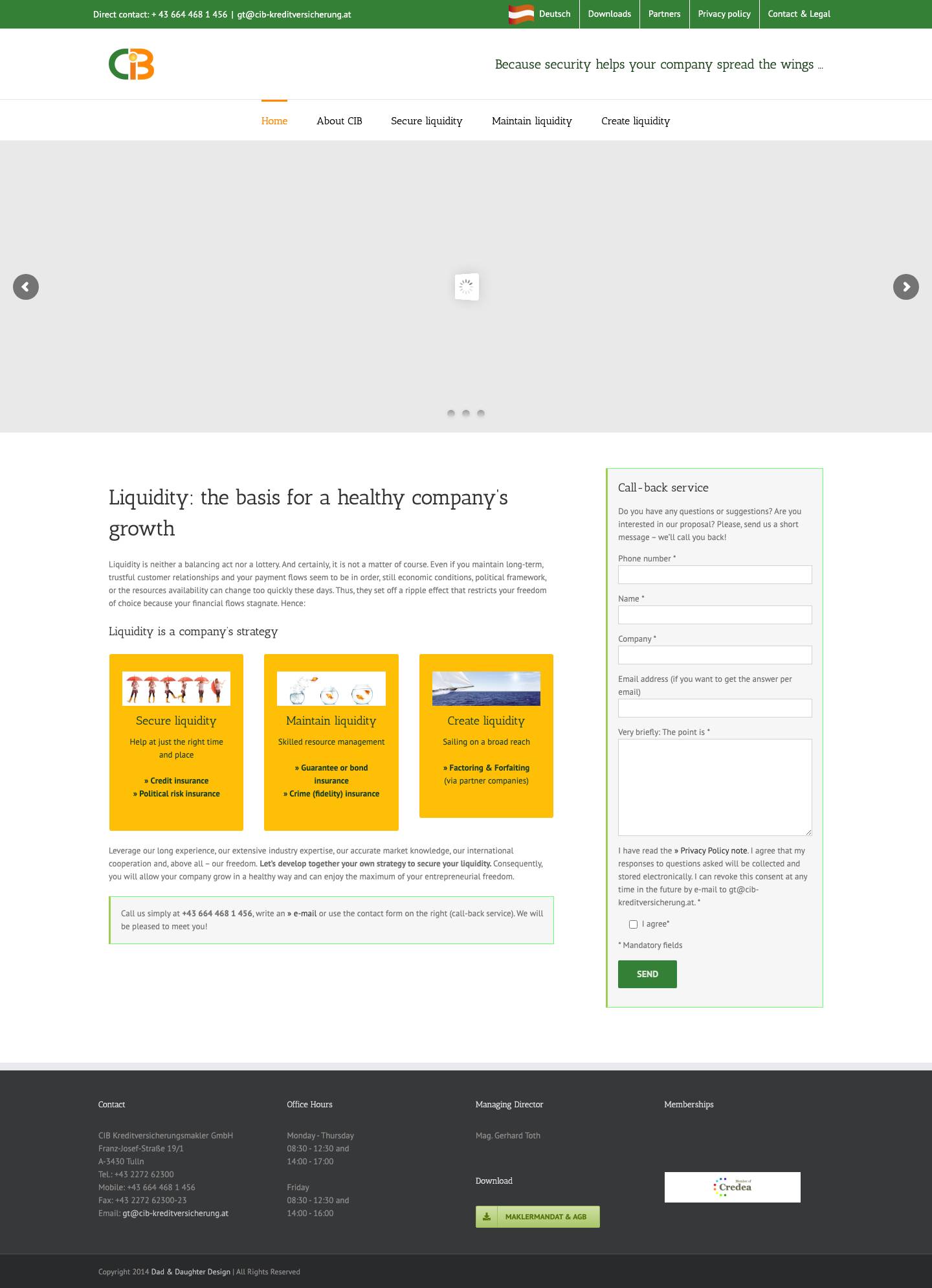 CIB Kreditversicherungsmakler GmbH – Weil Liquidität die Basis gesunden unternehmerischen Wachstums ist… - Full Screenshot
