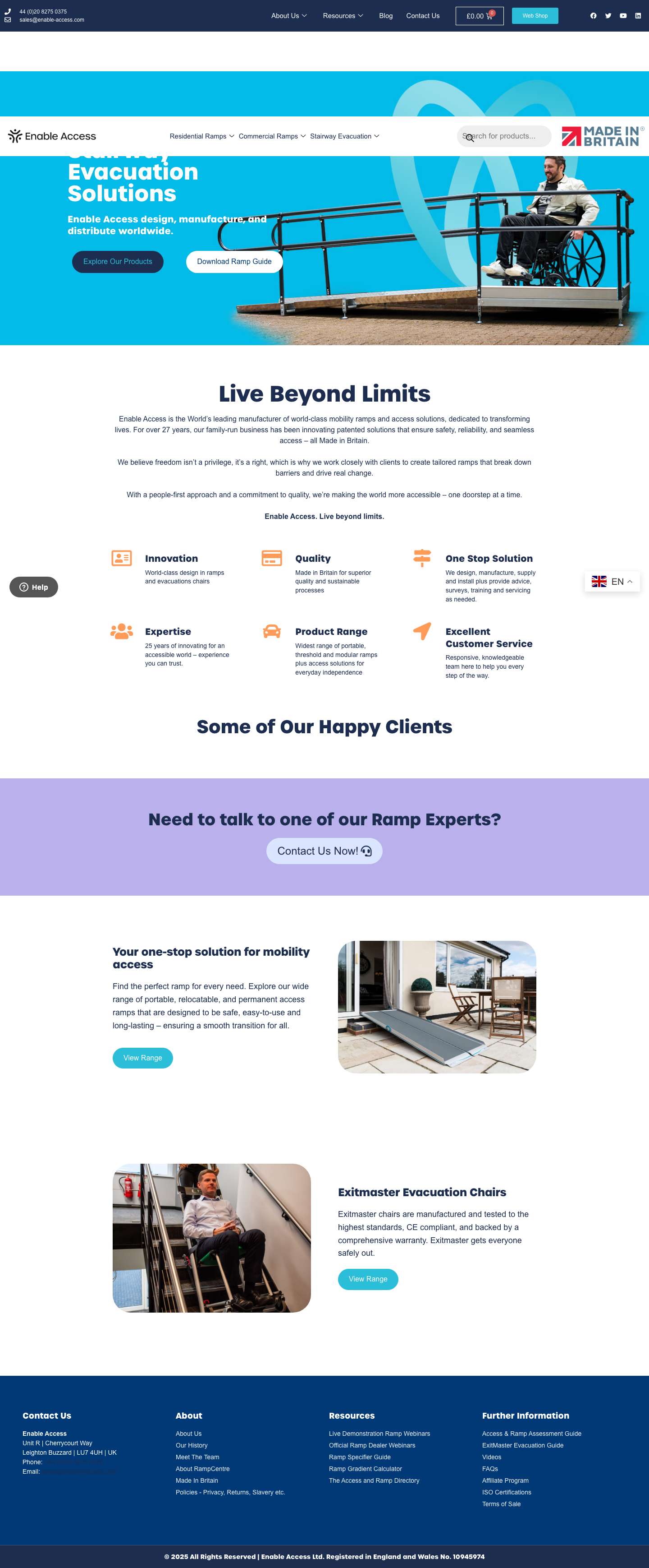 Enable Access -The Mobility Access & Evacuation Manufacturer - Full Screenshot