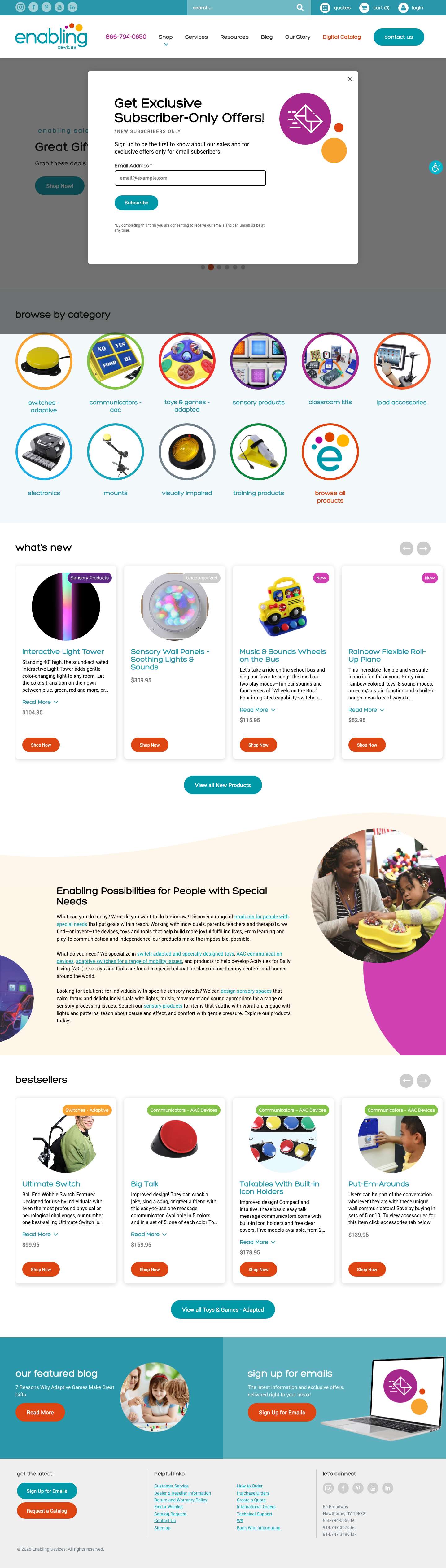 Products For People With Special Needs | Enabling Devices - Full Screenshot