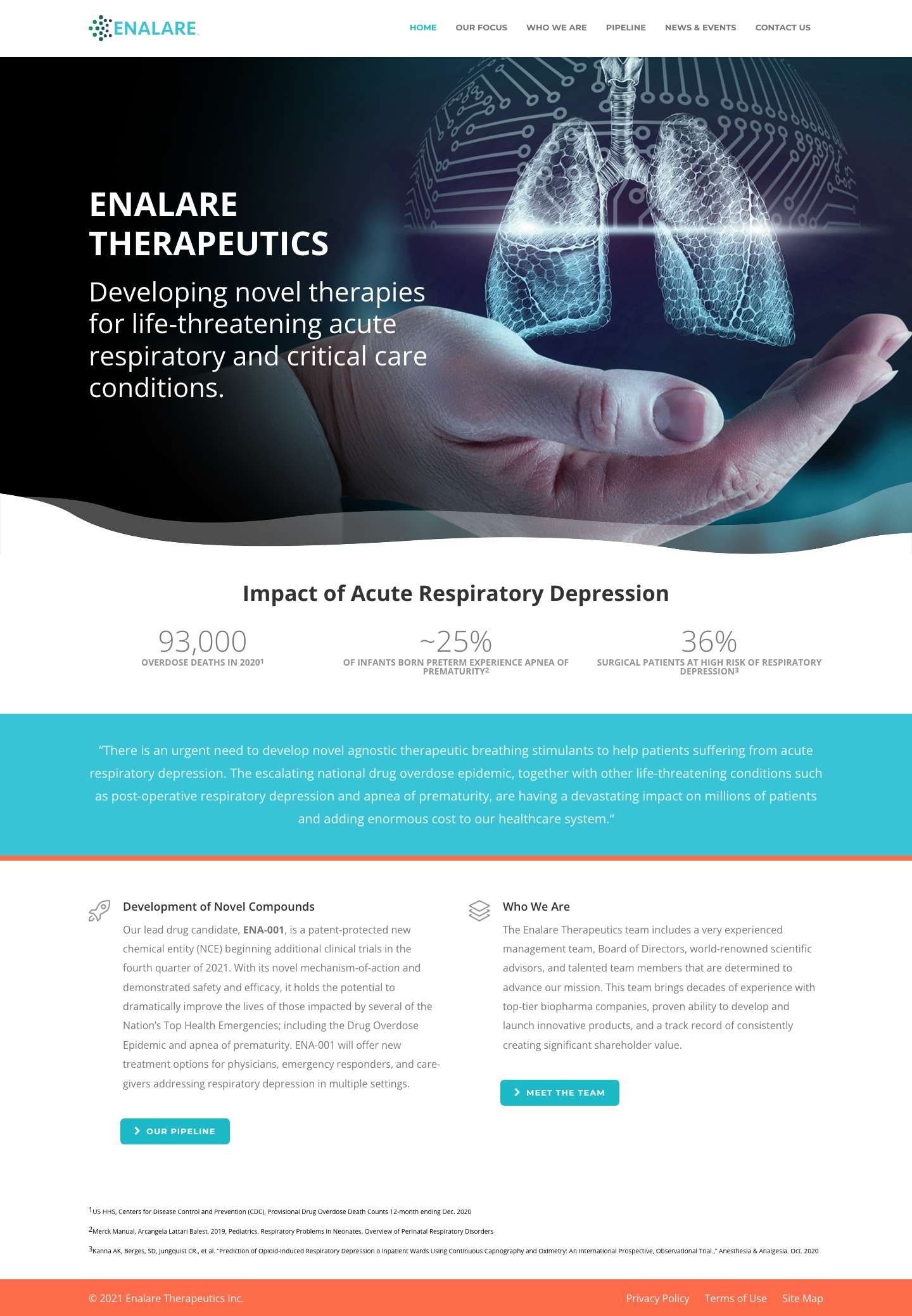 Home - Enalare Therapeutics - Full Screenshot