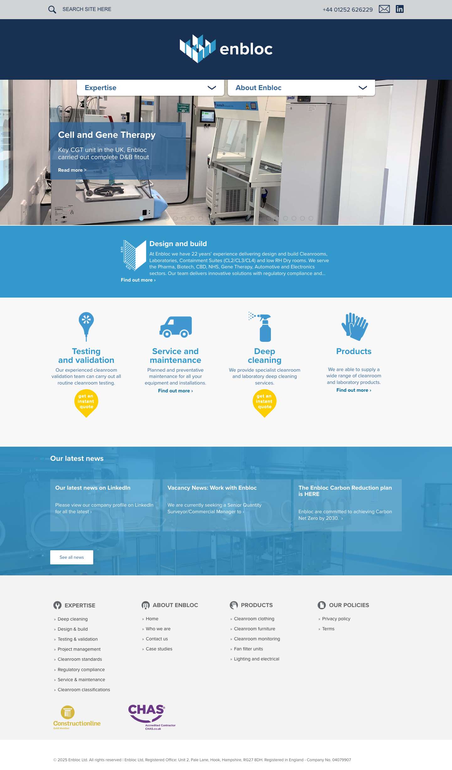 Laboratory & Cleanroom - Design & Build, Testing & Validation, Cleaning - Full Screenshot