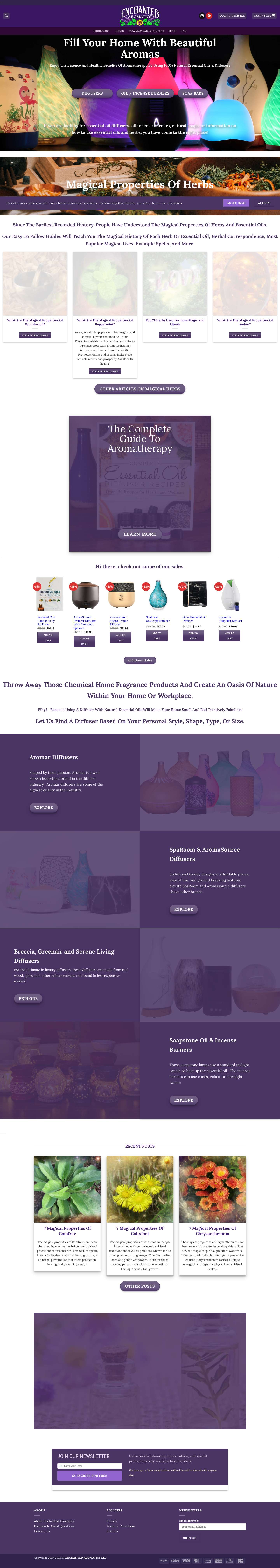 High Quality Natural Essential Oils & Diffusers | Enchanted Aromatics - Full Screenshot