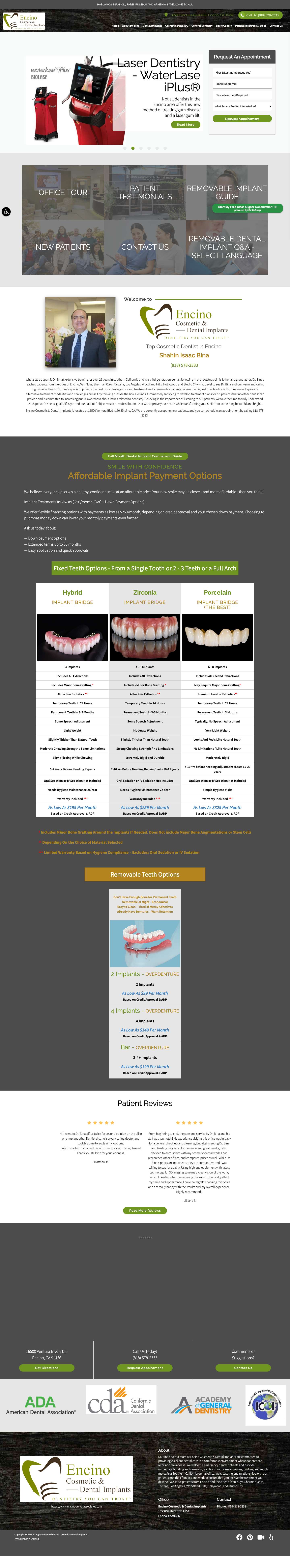 Dentist in Encino, CA | Local Dentist Encino Cosmetic & Dental Implants - Full Screenshot