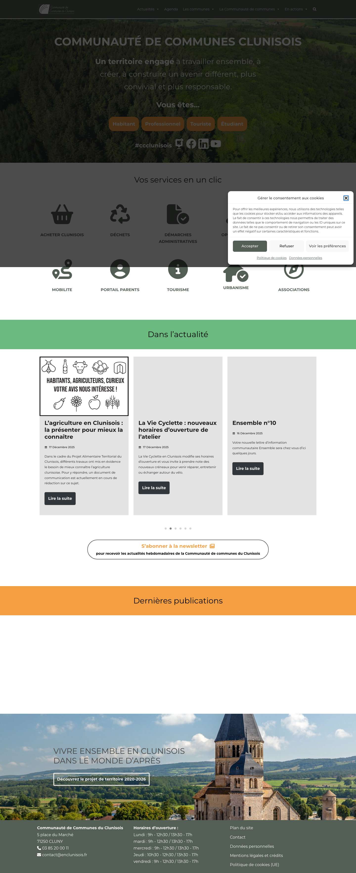 Communauté de communes du Clunisois – Portail officiel – enclunisois.fr - Full Screenshot