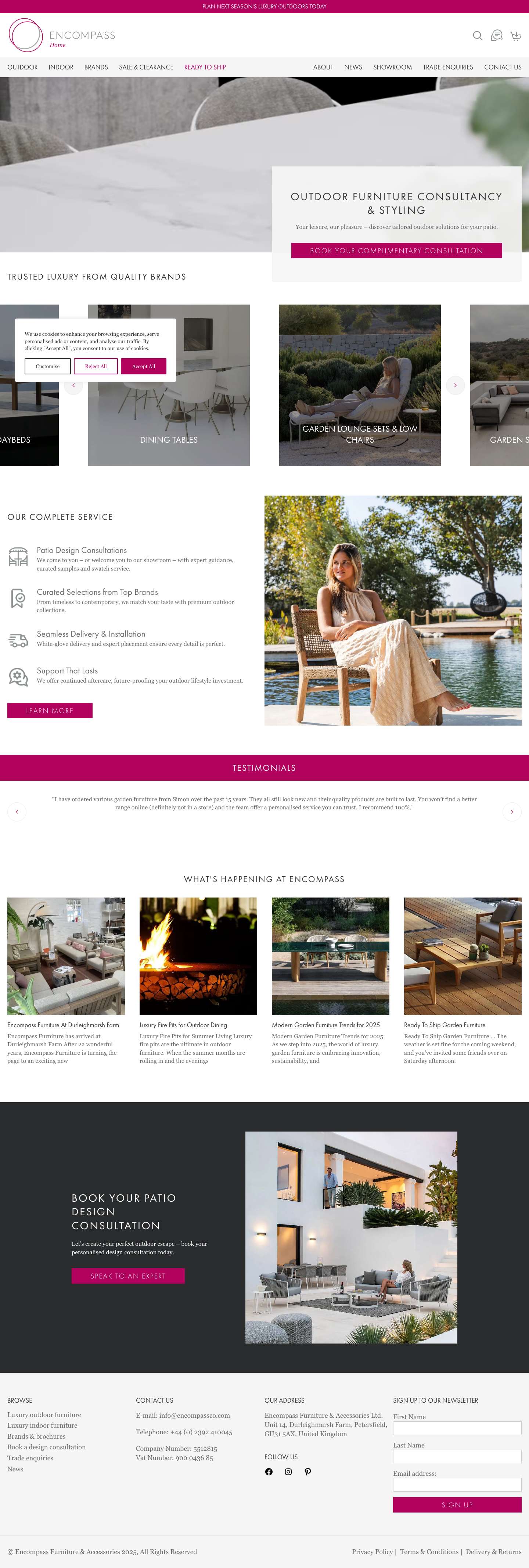 Encompass Furniture | Browse Luxury Modern Garden Furniture - Full Screenshot