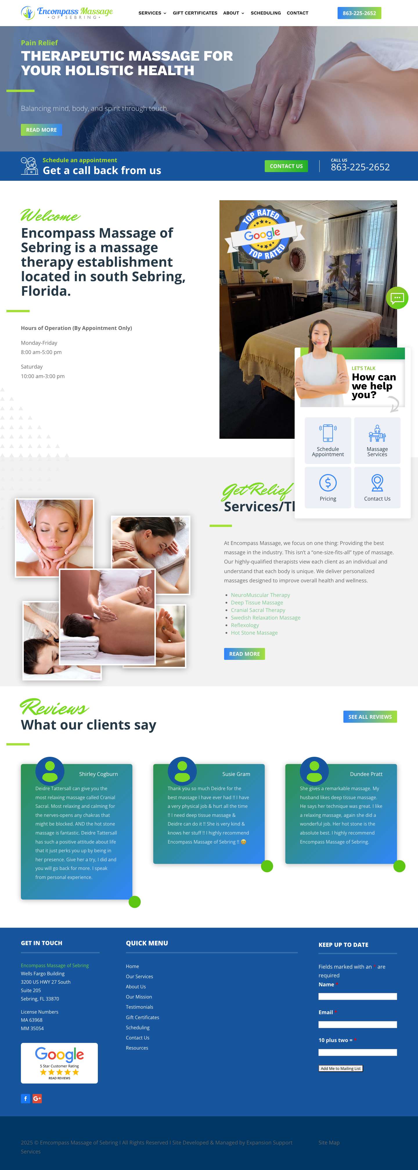 Home - Encompass Massage Of Sebring Home - Full Screenshot