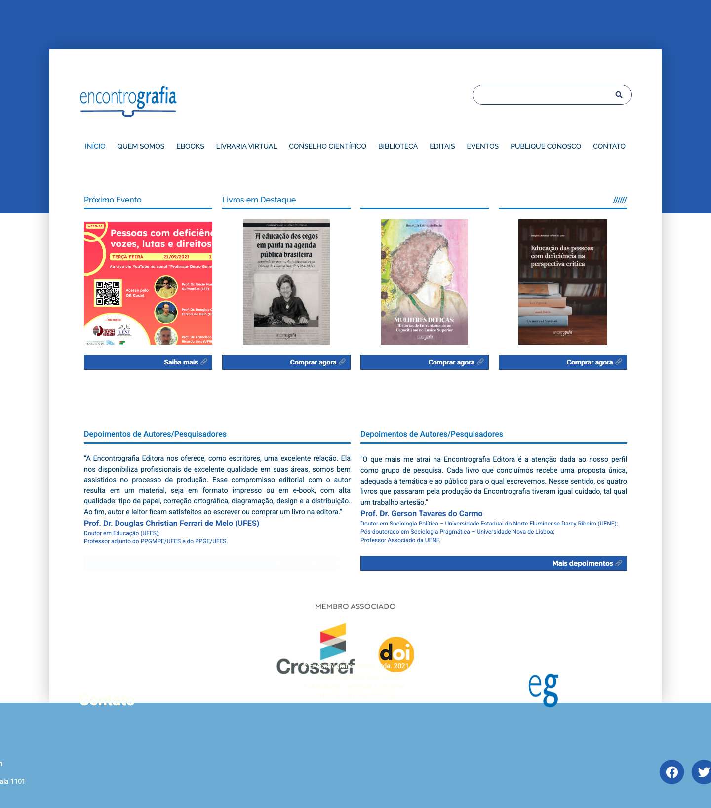 Encontrografia - Publicações Científicas e Literárias - Full Screenshot