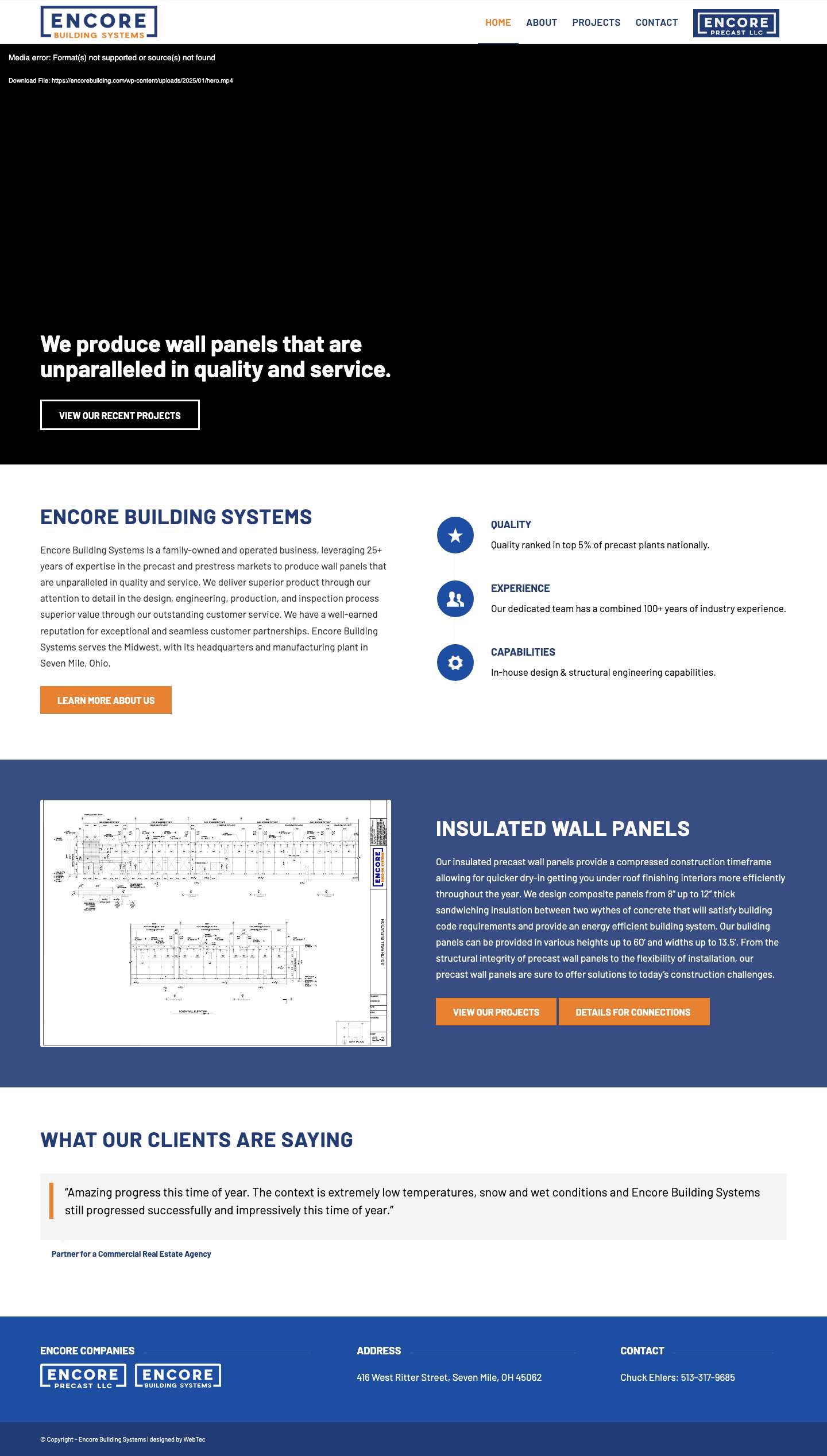 Encore Building Systems - Full Screenshot