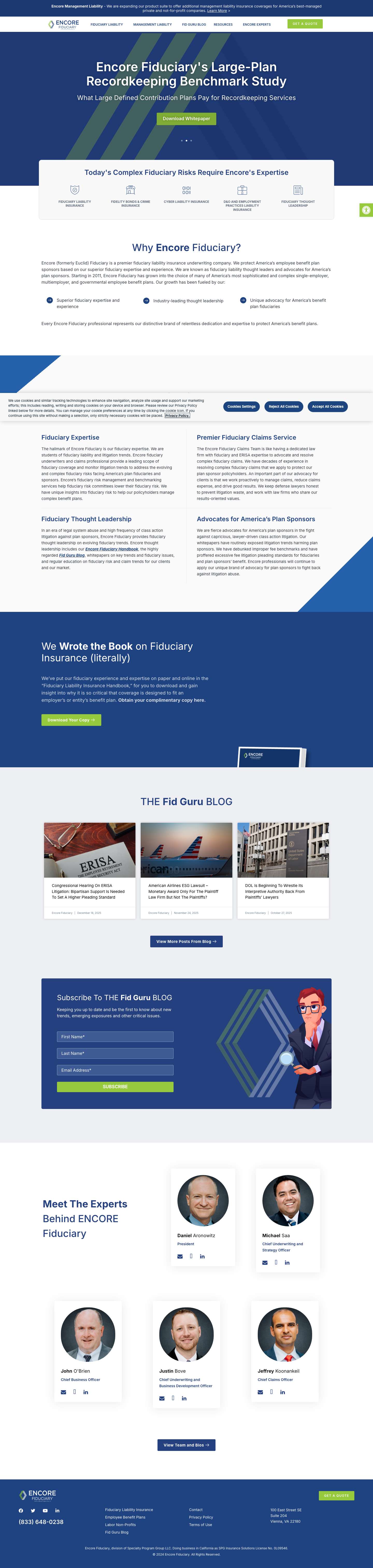 The Fiduciary Liability Insurance Experts - Encore FiduciaryAccessibility ToolsIncrease TextDecrease TextGrayscaleHigh ContrastNegative ContrastLight BackgroundLinks UnderlineReadable FontReset - Full Screenshot