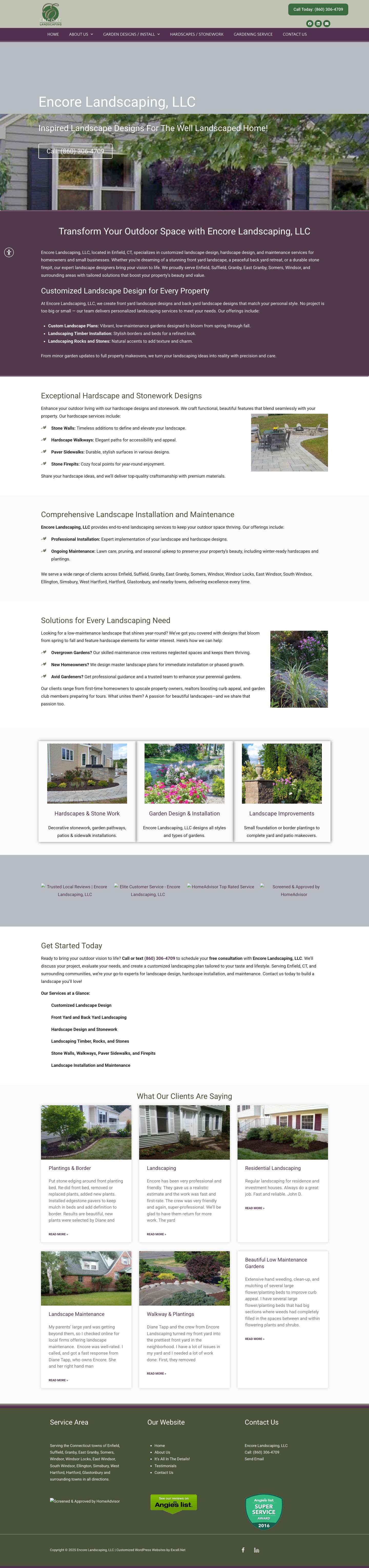 Encore Landscaping LLC | Hardscape | Stonework | Garden Design - Full Screenshot