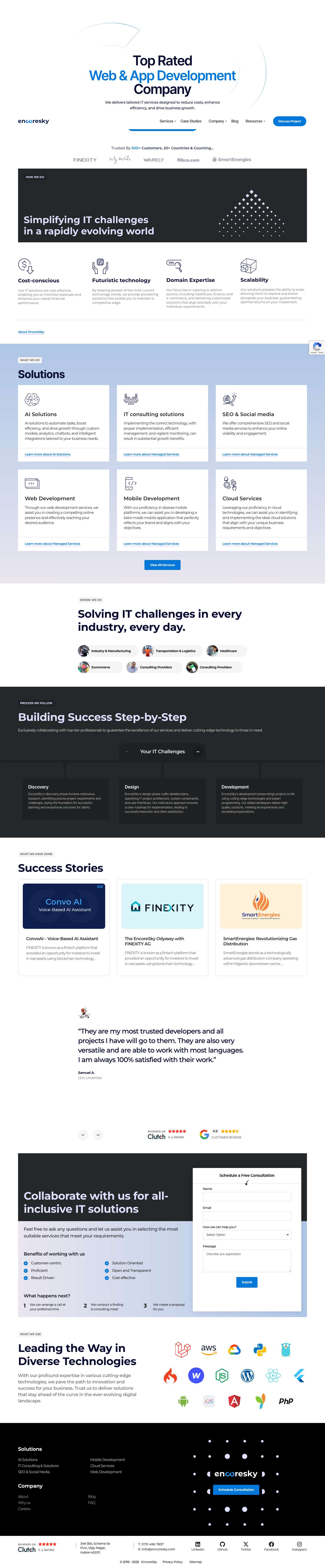 Encoresky: AI-Powered Solutions | Web, App & Software Dev. - Full Screenshot