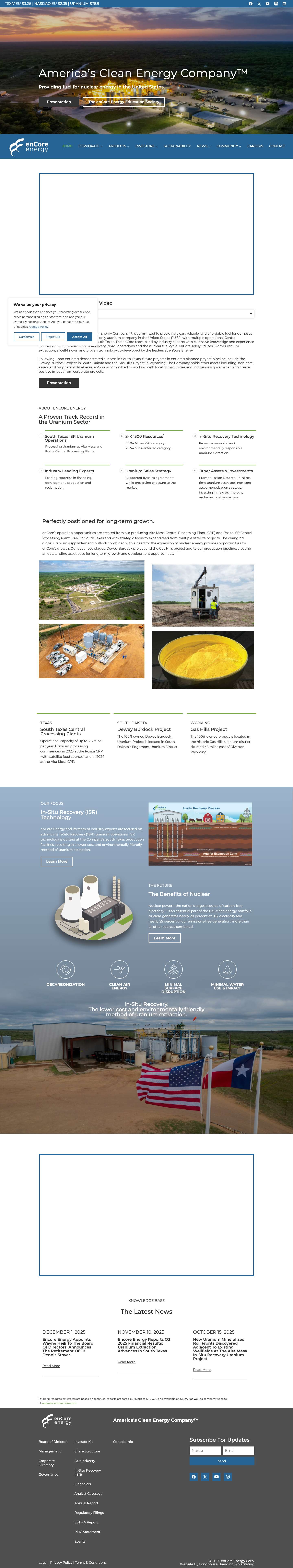 enCore Energy | American Uranium ISR | Uranium StocksFacebookXYouTubeInstagramLinkedinExpandExpandExpandExpandExpandToggle MenuExpandExpandExpandExpandExpand - Full Screenshot