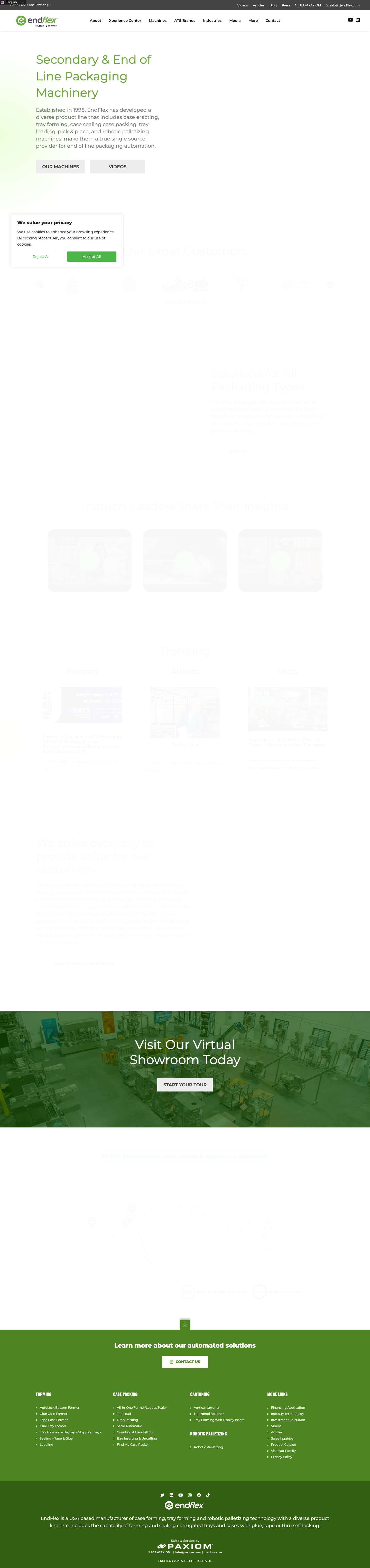 EndFlex | Secondary & End of Line Packaging Machinery - Full Screenshot